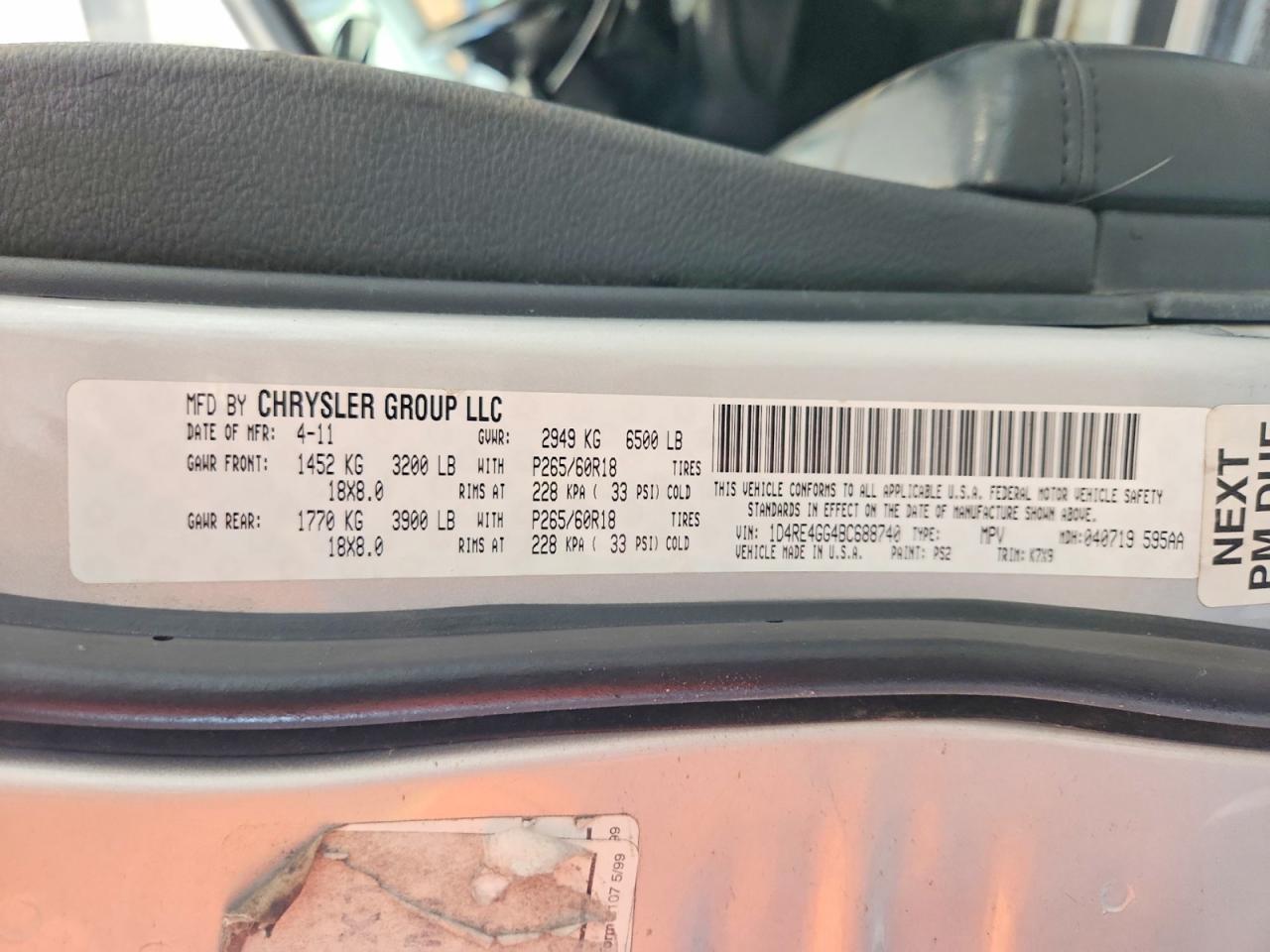 2011 Dodge Durango Crew Silver vin: 1D4RE4GG4BC688740