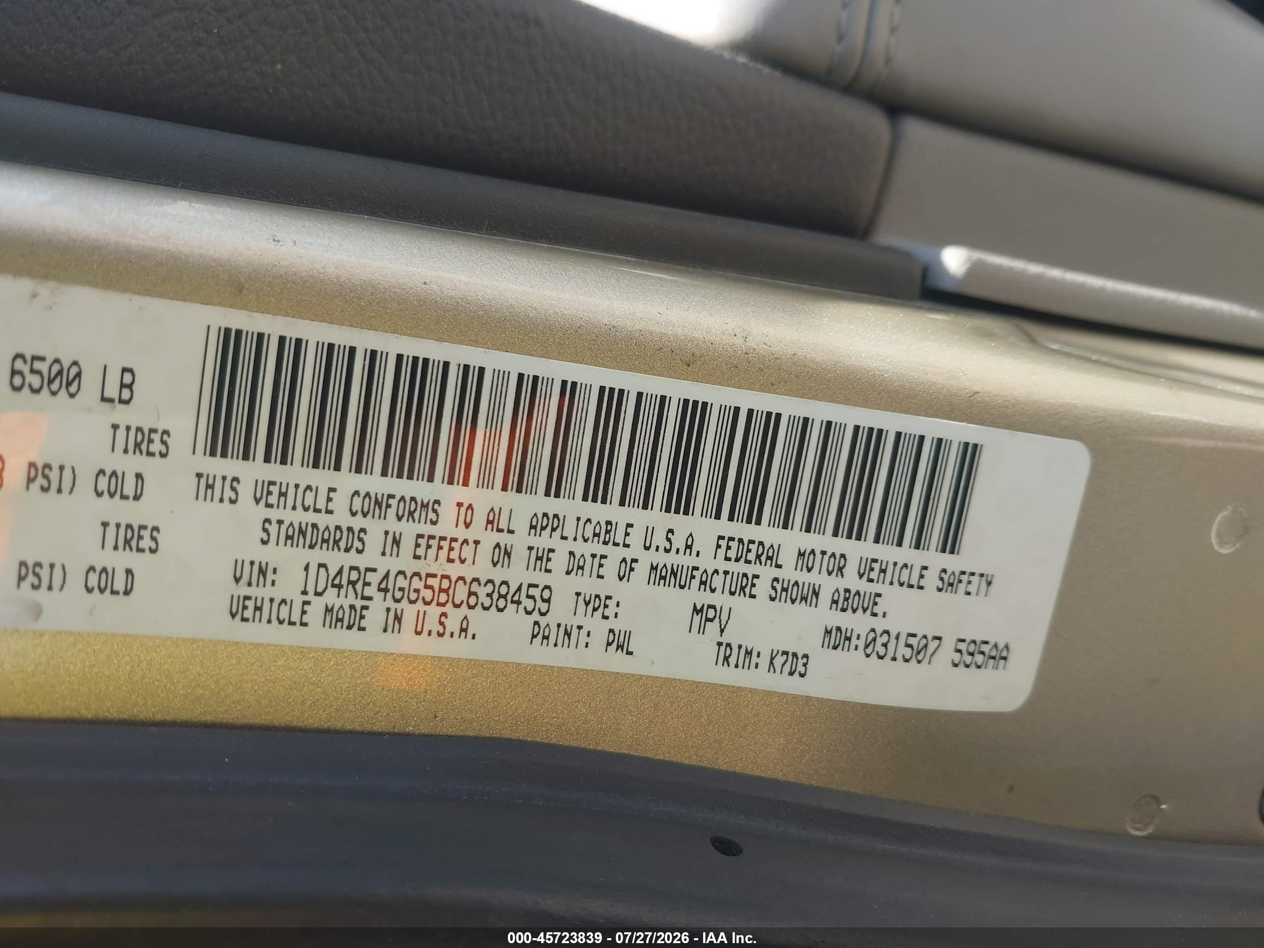 2011 Dodge Durango Crew Champagne vin: 1D4RE4GG5BC638459