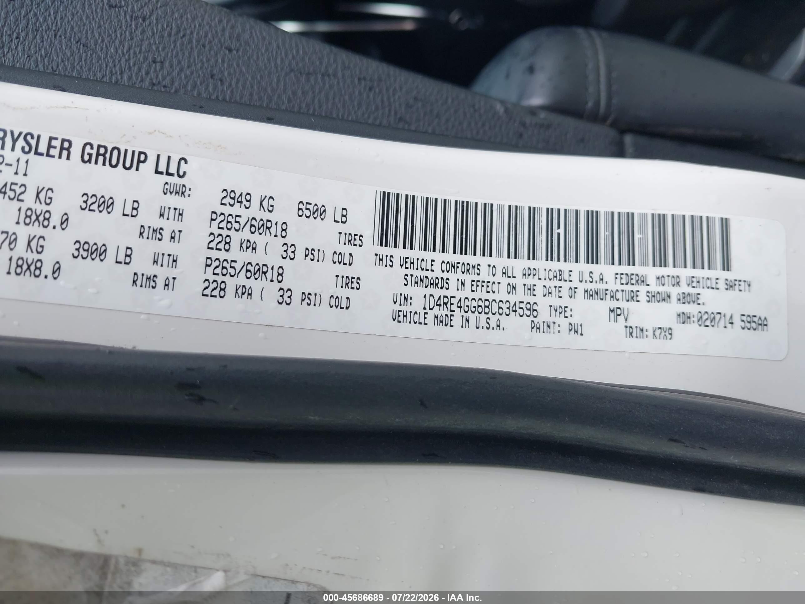 2011 Dodge Durango Crew White vin: 1D4RE4GG6BC634596