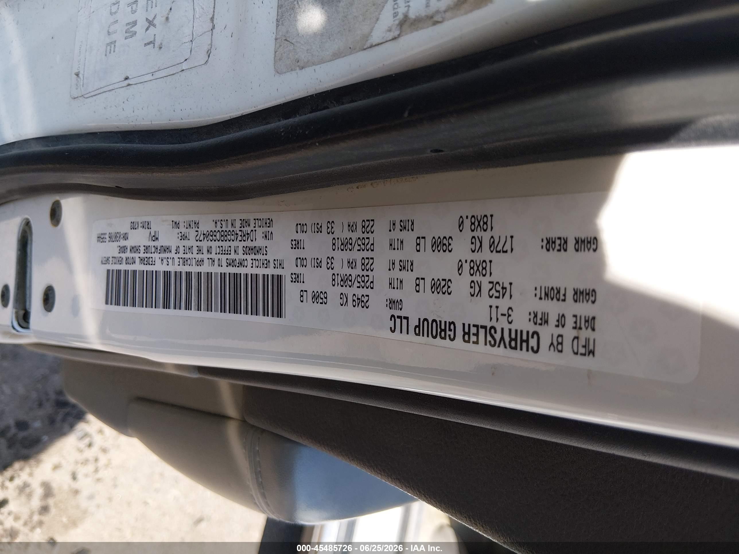 2011 Dodge Durango Crew White vin: 1D4RE4GG8BC660472