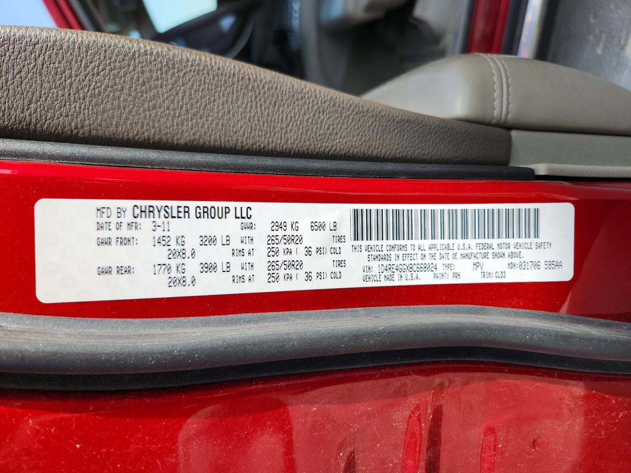 2011 Dodge Durango Crew Red vin: 1D4RE4GGXBC668024