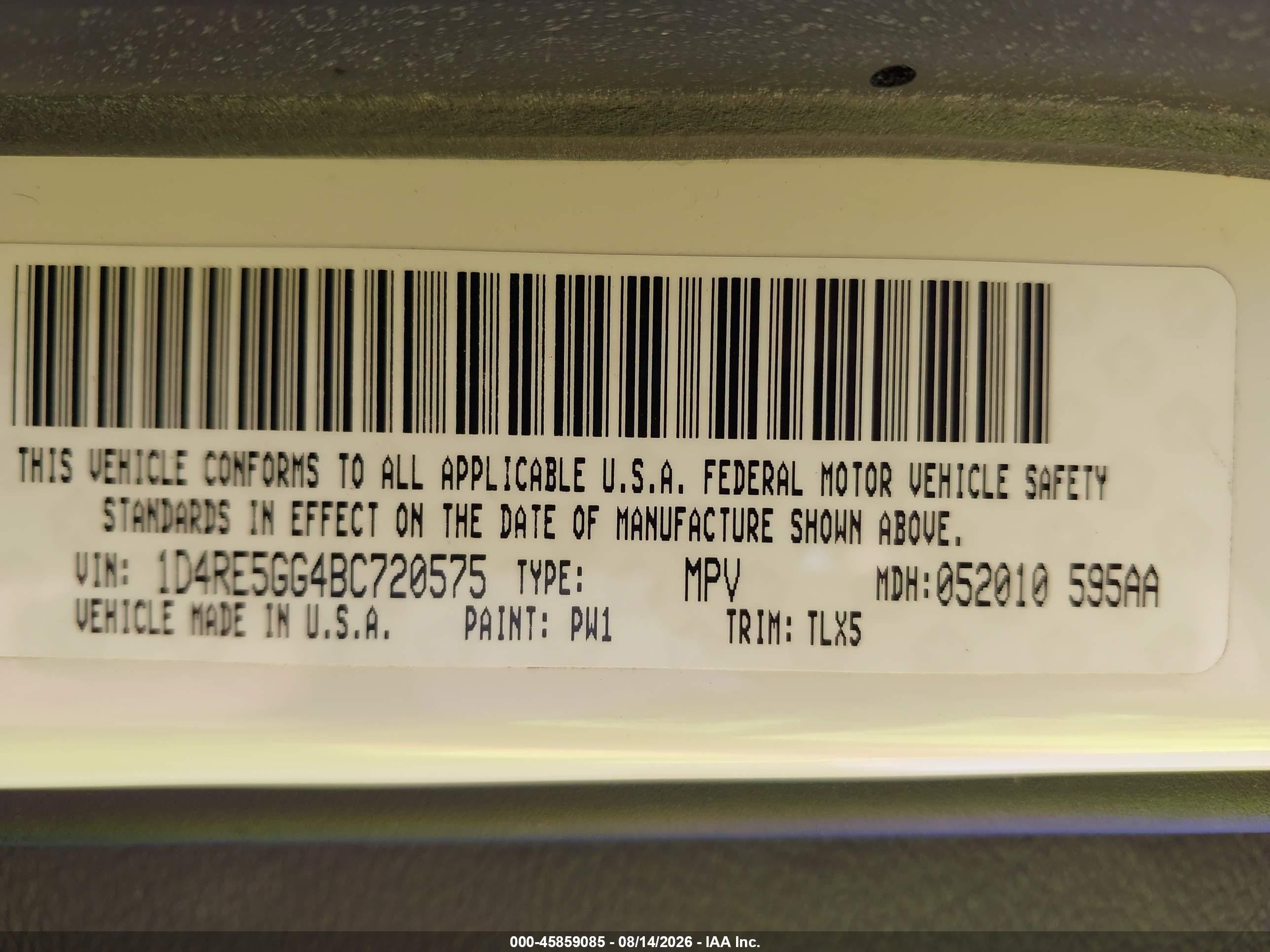 2011 Dodge Durango Citadel Белый vin: 1D4RE5GG4BC720575