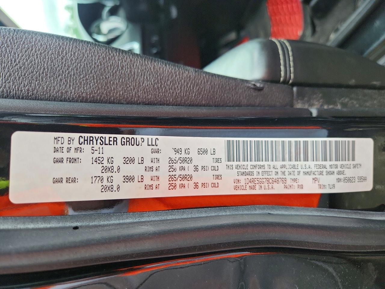 2011 Dodge Durango Citadel Black vin: 1D4RE5GG7BC648769