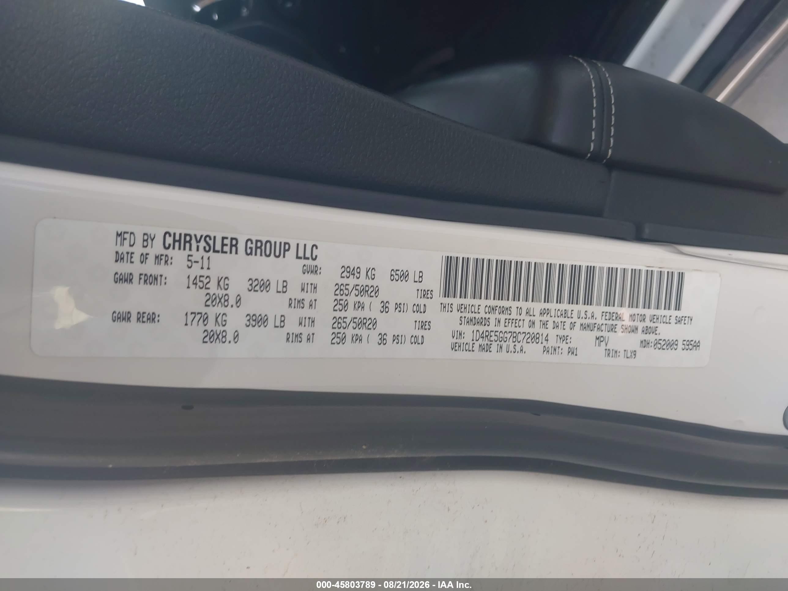 2011 Dodge Durango Citadel White vin: 1D4RE5GG7BC720814