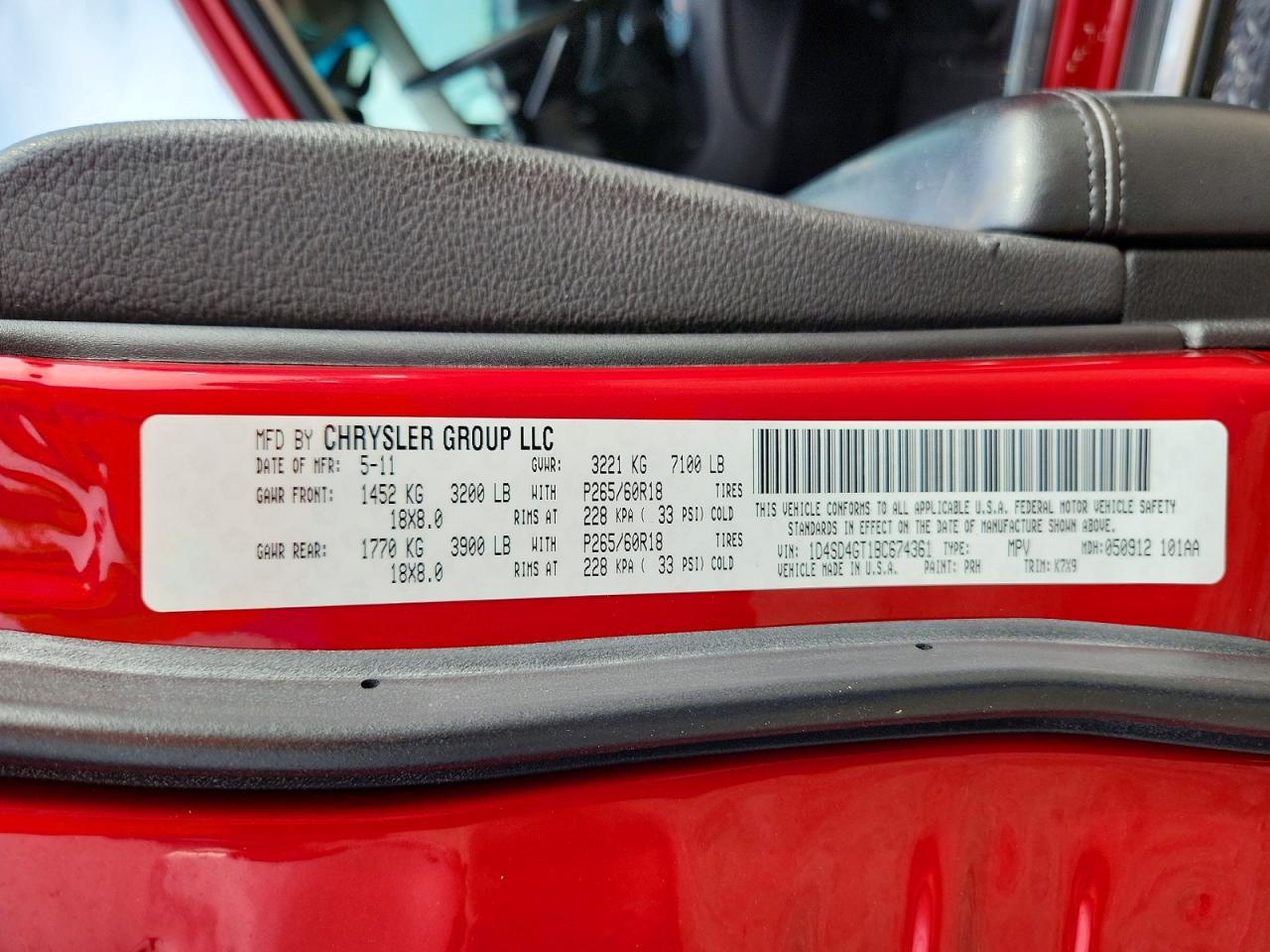 2011 Dodge Durango Crew Red vin: 1D4SD4GT1BC674361