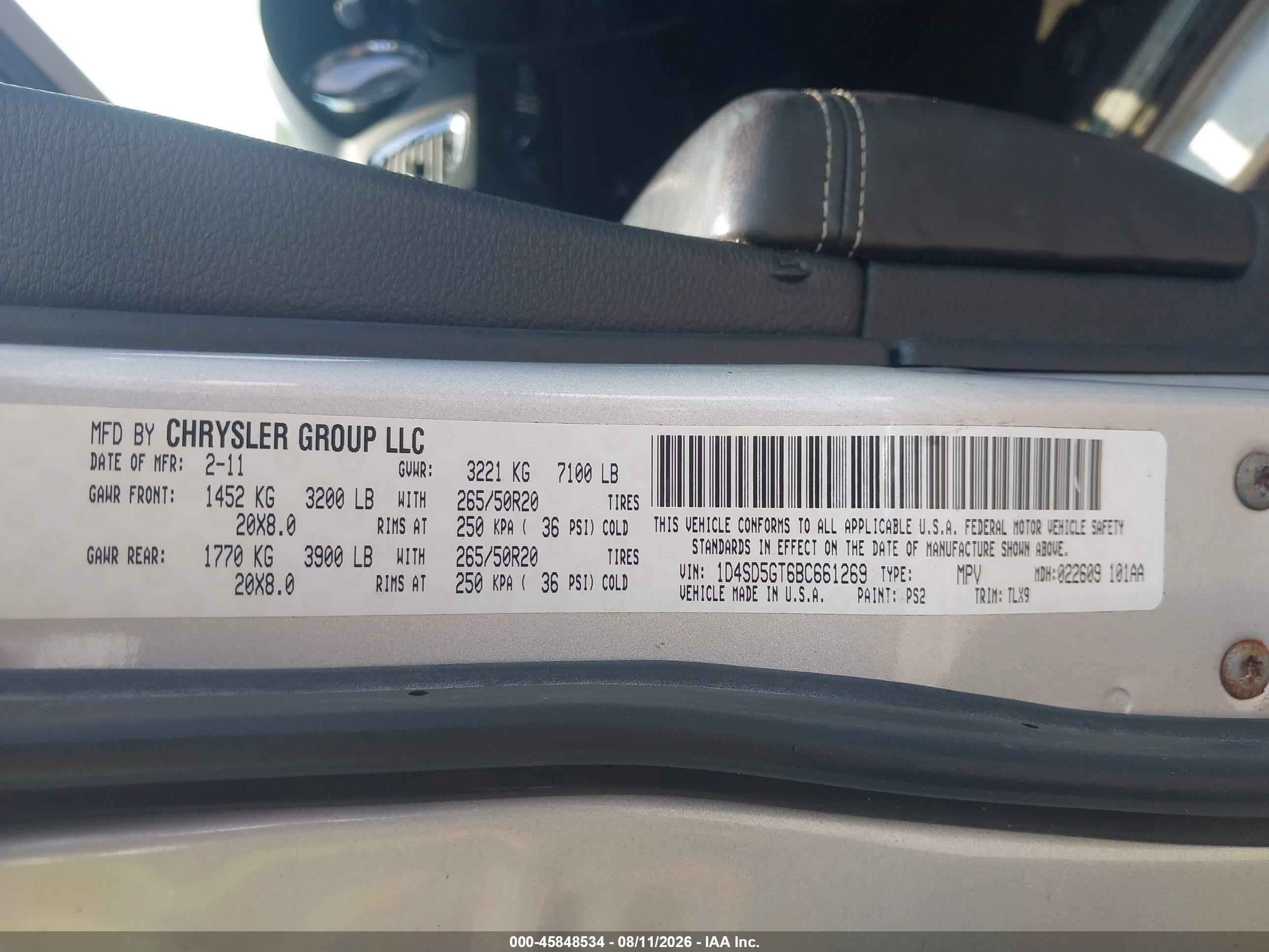2011 Dodge Durango Citadel Silver vin: 1D4SD5GT6BC661269