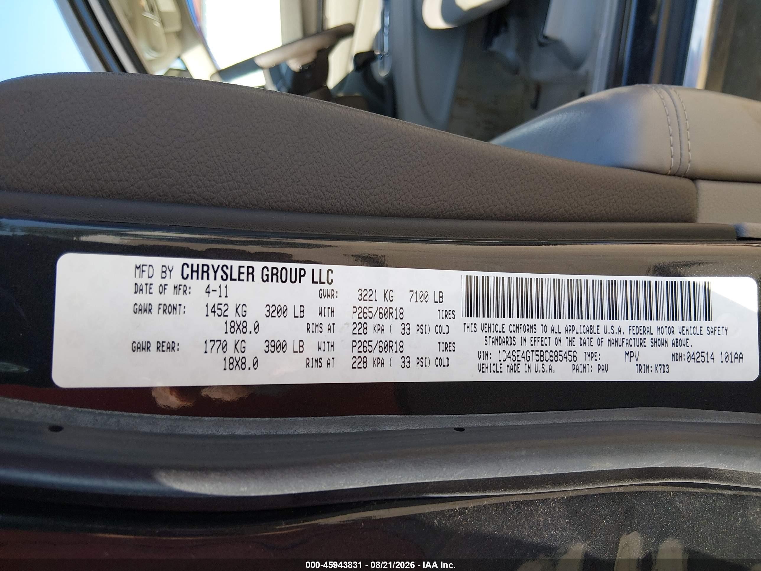 2011 Dodge Durango Crew Серый vin: 1D4SE4GT5BC685456