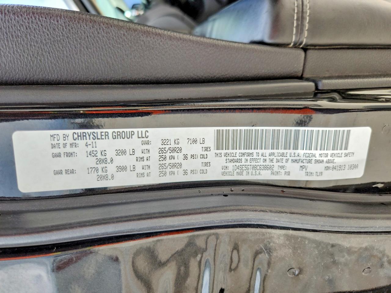 2011 Dodge Durango Citadel Black vin: 1D4SE5GT0BC638602