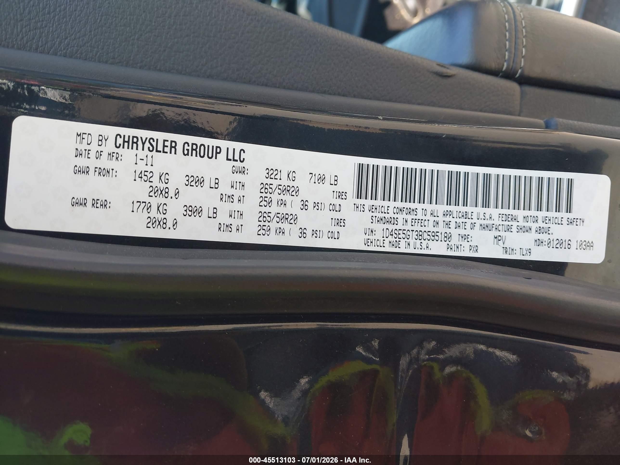 2011 Dodge Durango Citadel Black vin: 1D4SE5GT3BC595180