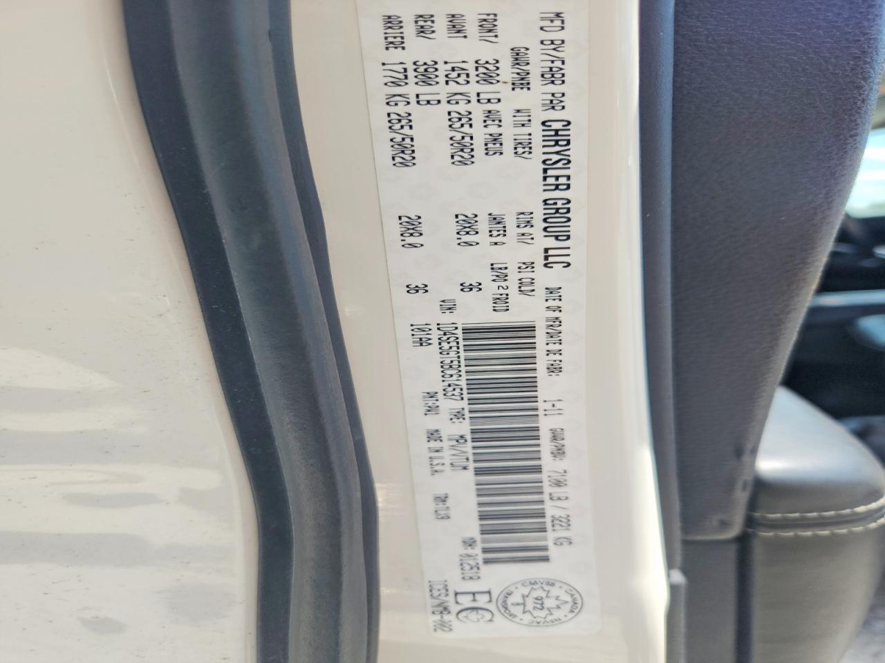 2011 Dodge Durango Citadel White vin: 1D4SE5GT5BC614537