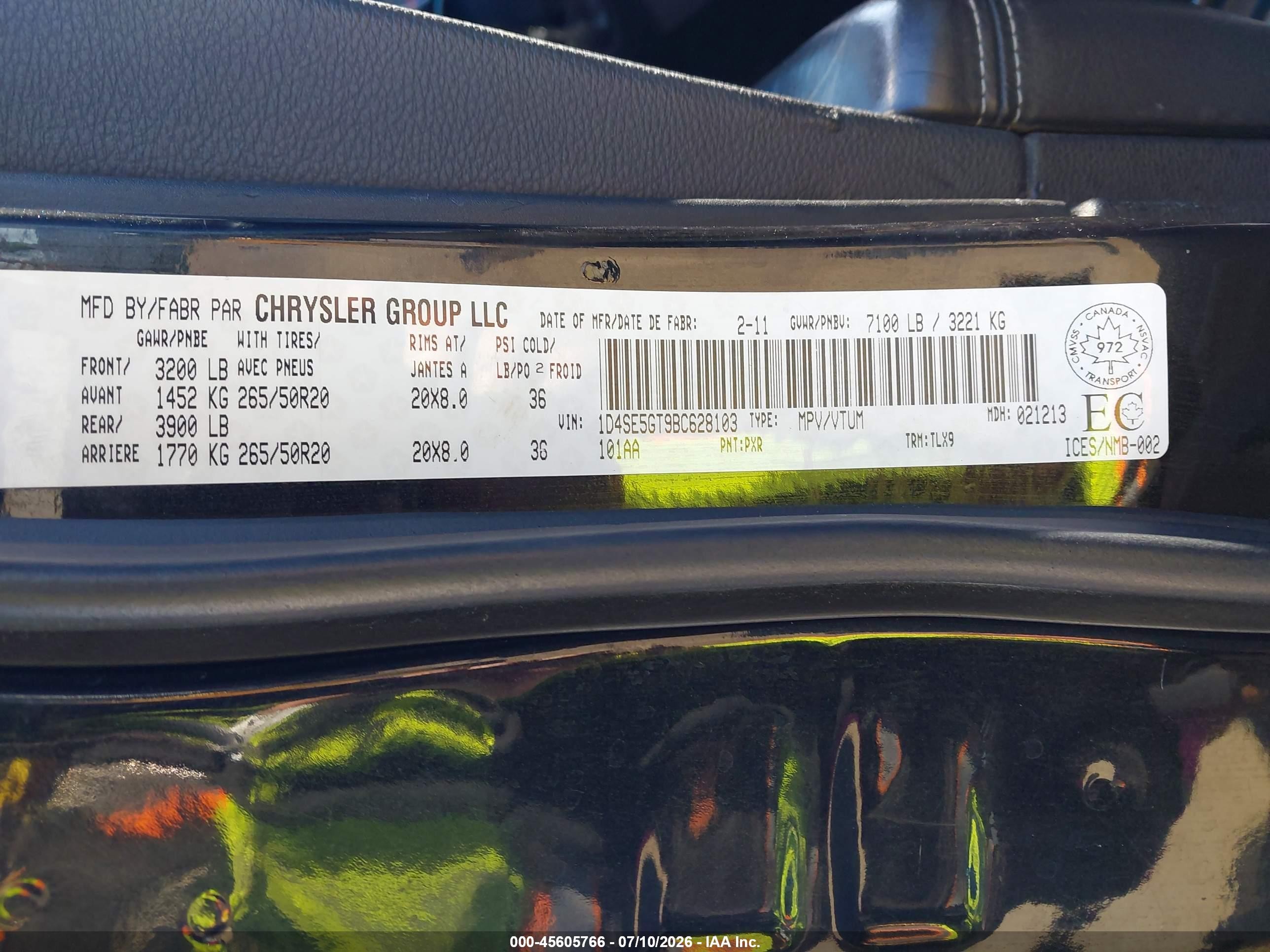 2011 Dodge Durango Citadel Черный vin: 1D4SE5GT9BC628103