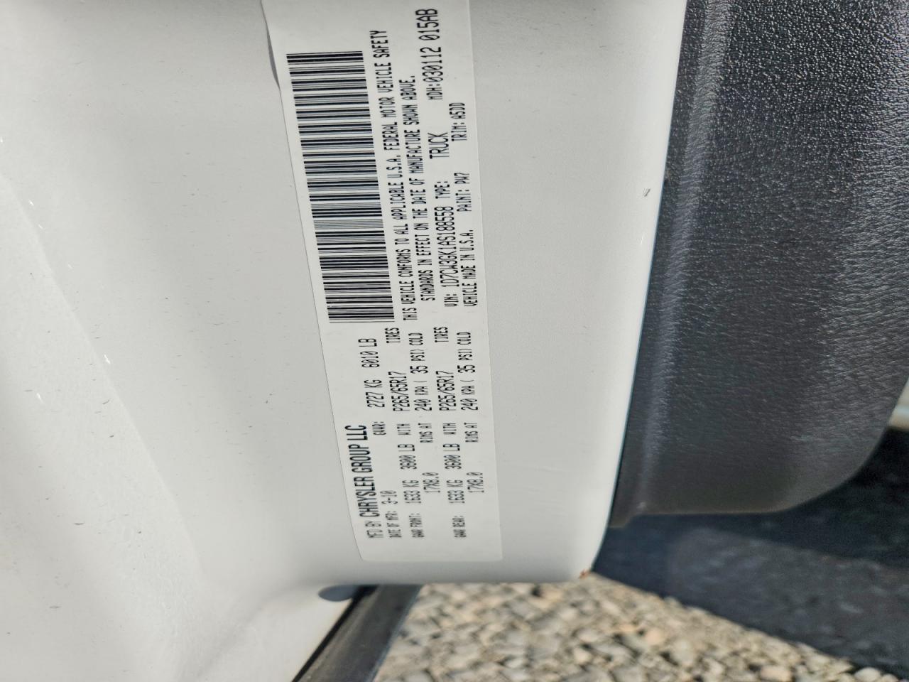 2010 Dodge Dakota Sxt White vin: 1D7CW3GK1AS188558