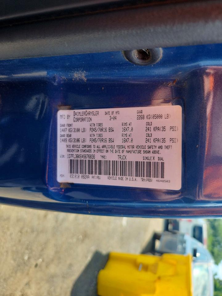 2004 Dodge Dakota Sport Blue vin: 1D7FL36K64S676836
