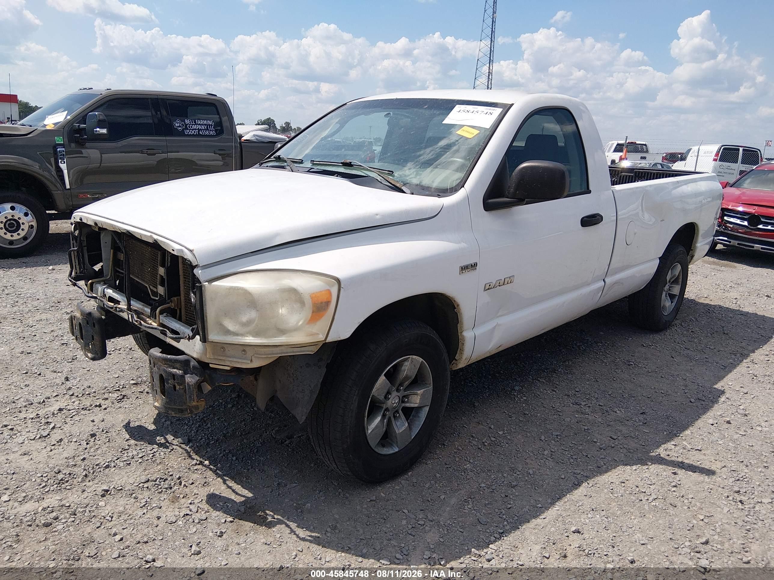 2008 Dodge Ram 1500 St/sxt White vin: 1D7HA16278J181107