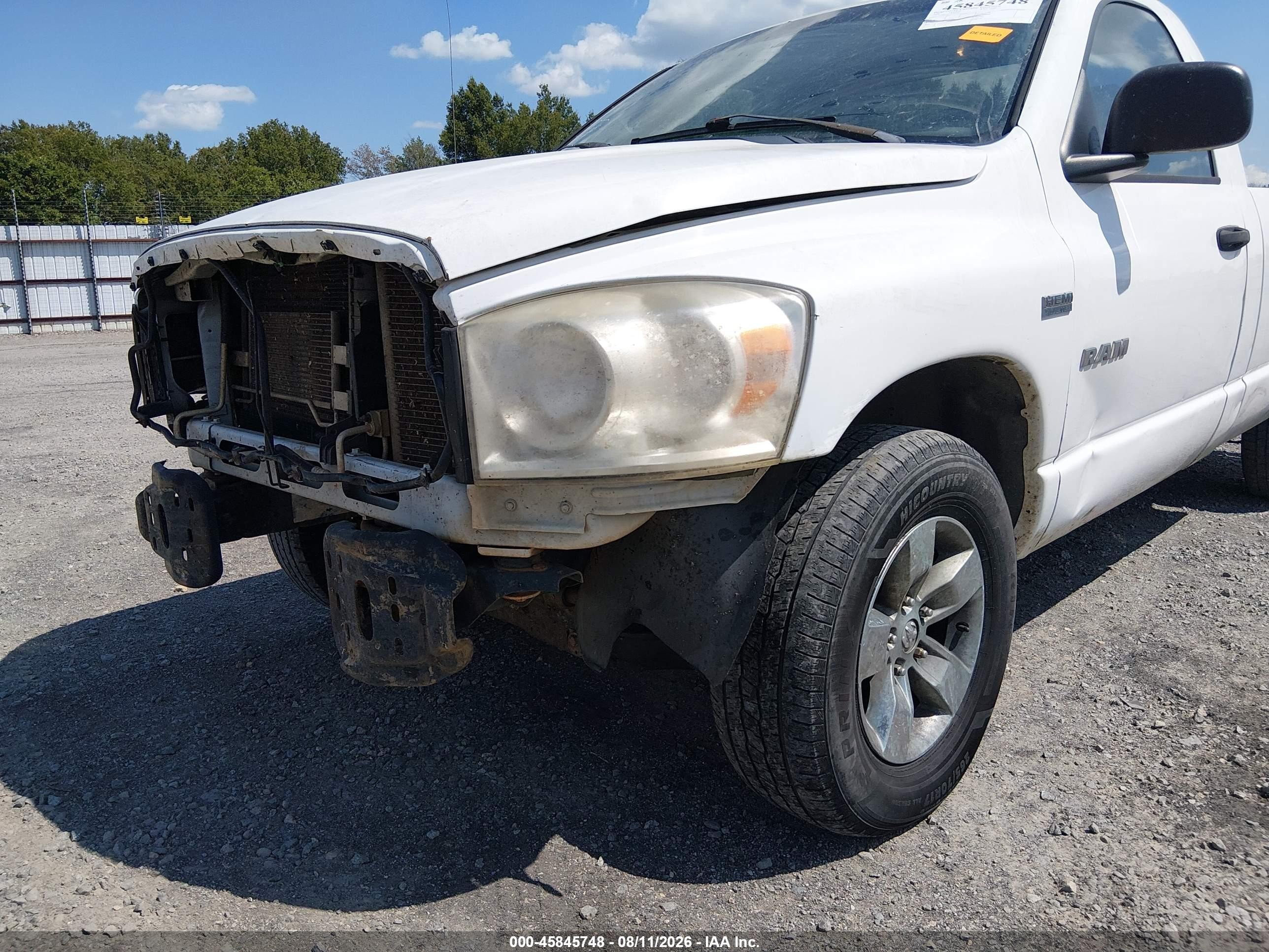 2008 Dodge Ram 1500 St/sxt White vin: 1D7HA16278J181107