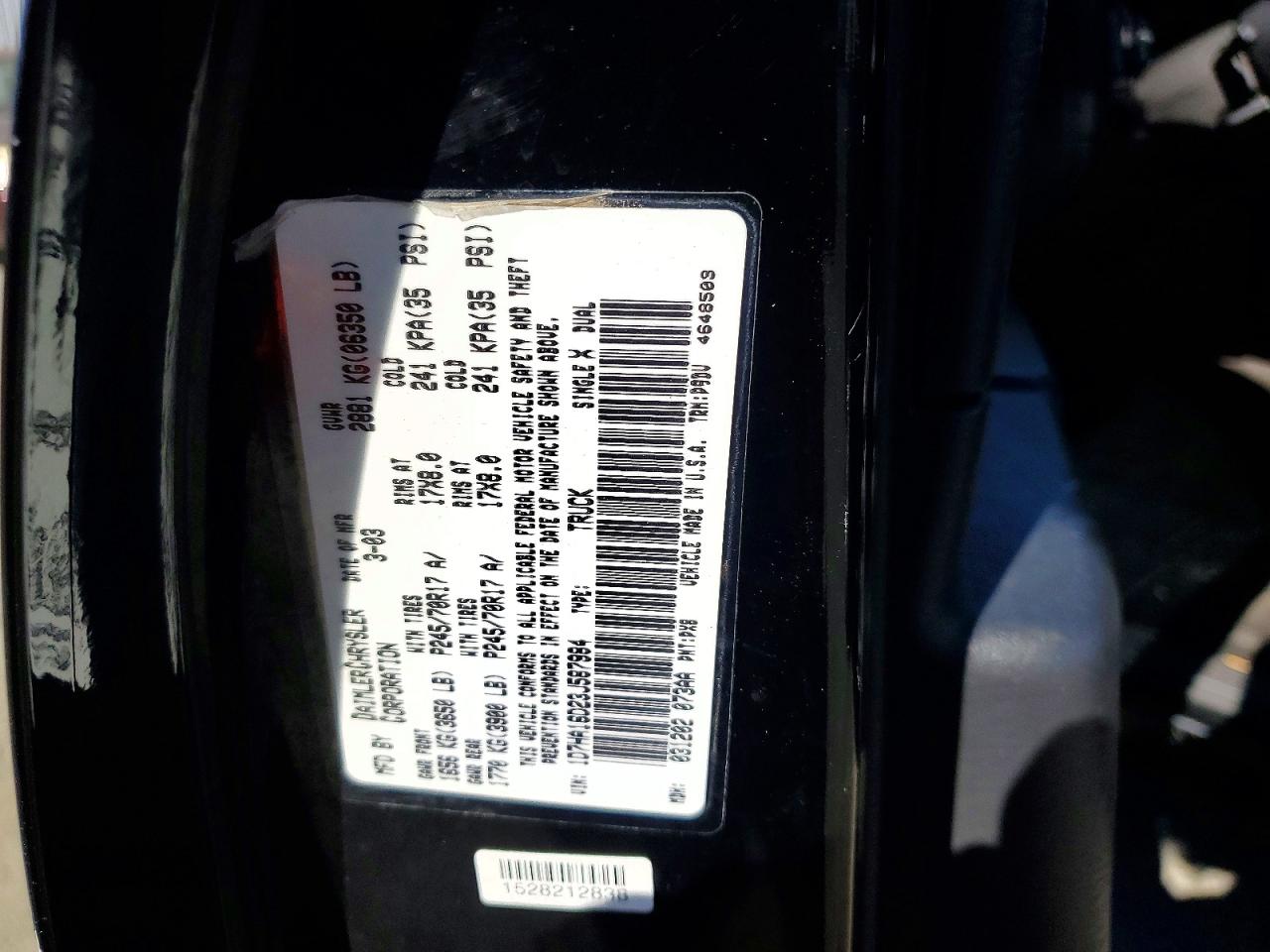 2003 Dodge Ram 1500 St Black vin: 1D7HA16D23J587984