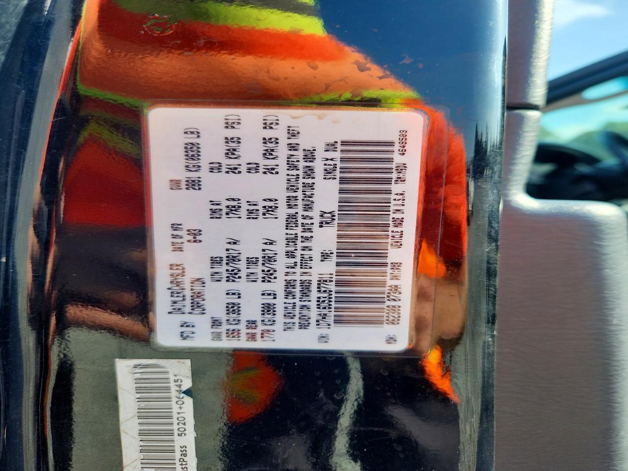2003 Dodge Ram 1500 St Черный vin: 1D7HA16D53J677811