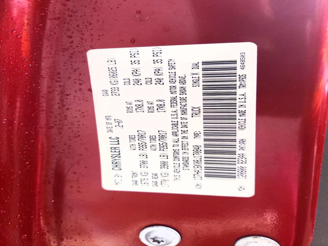 2008 Dodge Ram 1500 St Red vin: 1D7HA16K08J170840
