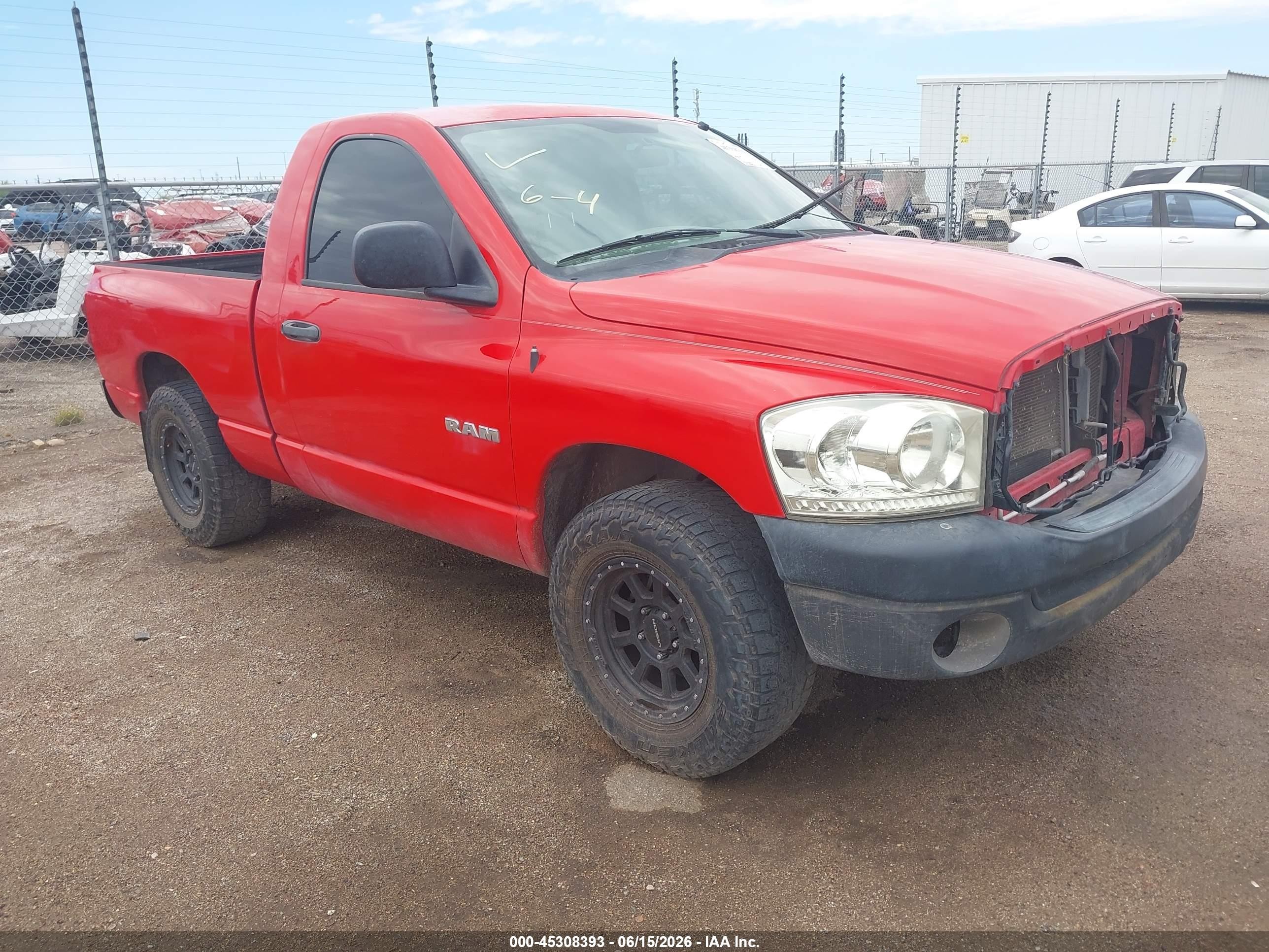 2008 Dodge Ram 1500 St/sxt Red vin: 1D7HA16K18J202243