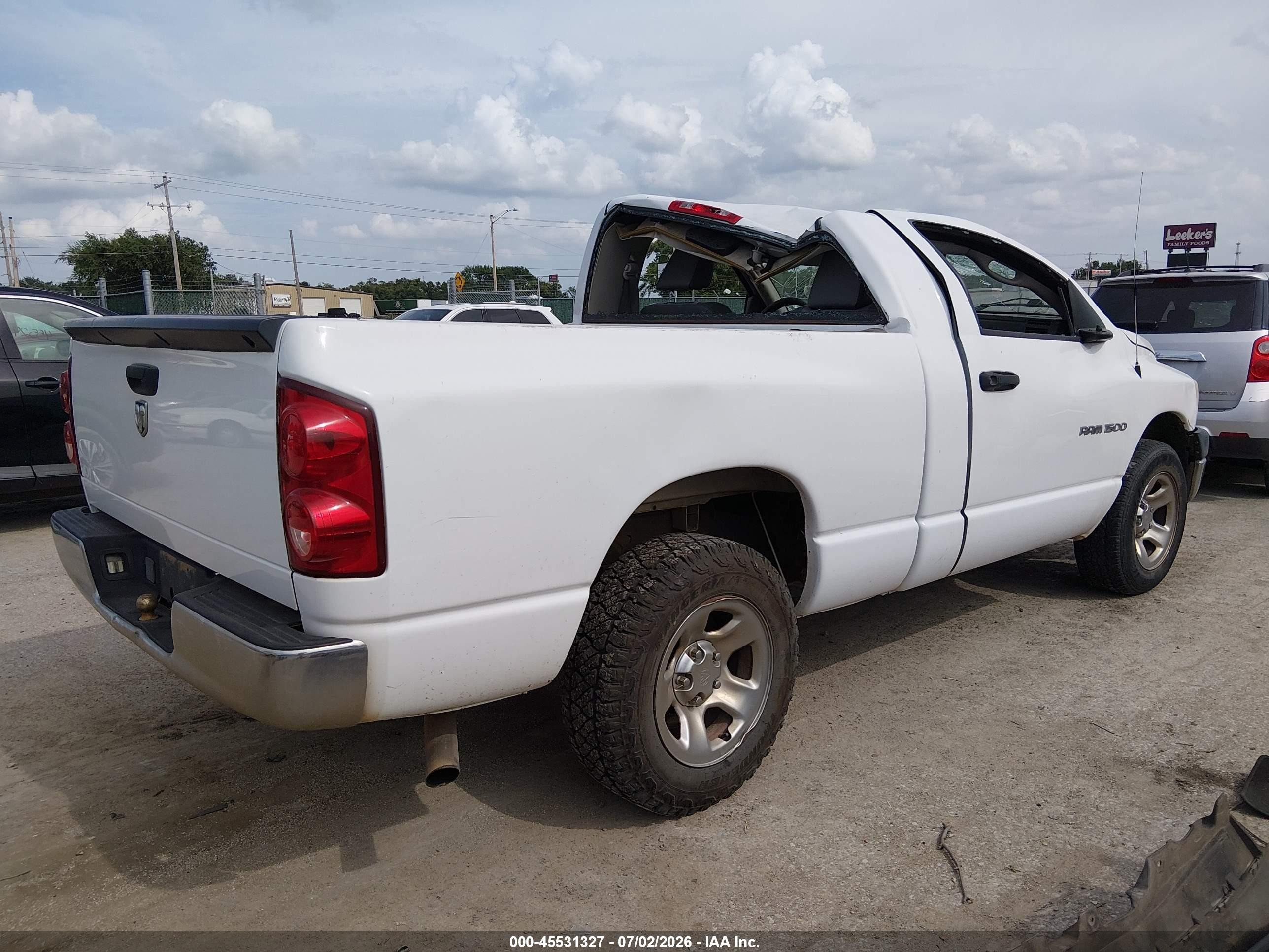2007 Dodge Ram 1500 St White vin: 1D7HA16K27J513971