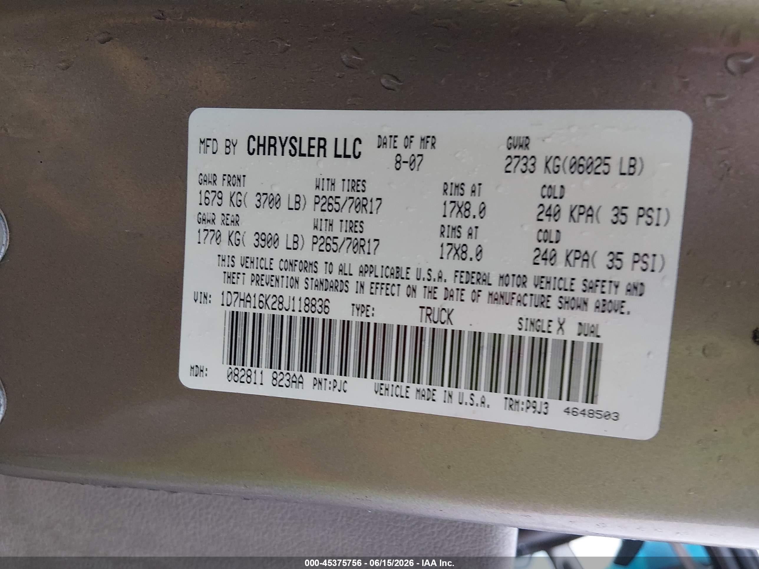 2008 Dodge Ram 1500 St/sxt Gold vin: 1D7HA16K28J118836