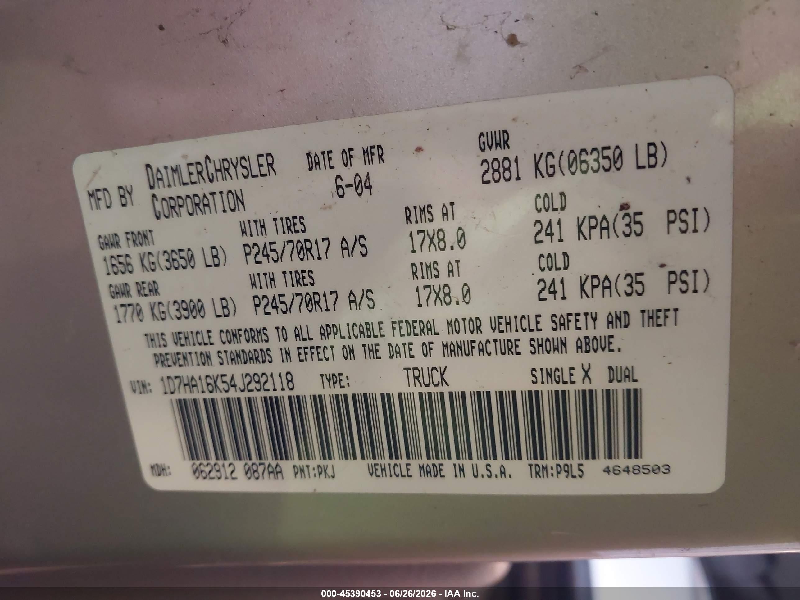 2004 Dodge Ram 1500 St Золотой vin: 1D7HA16K54J292118