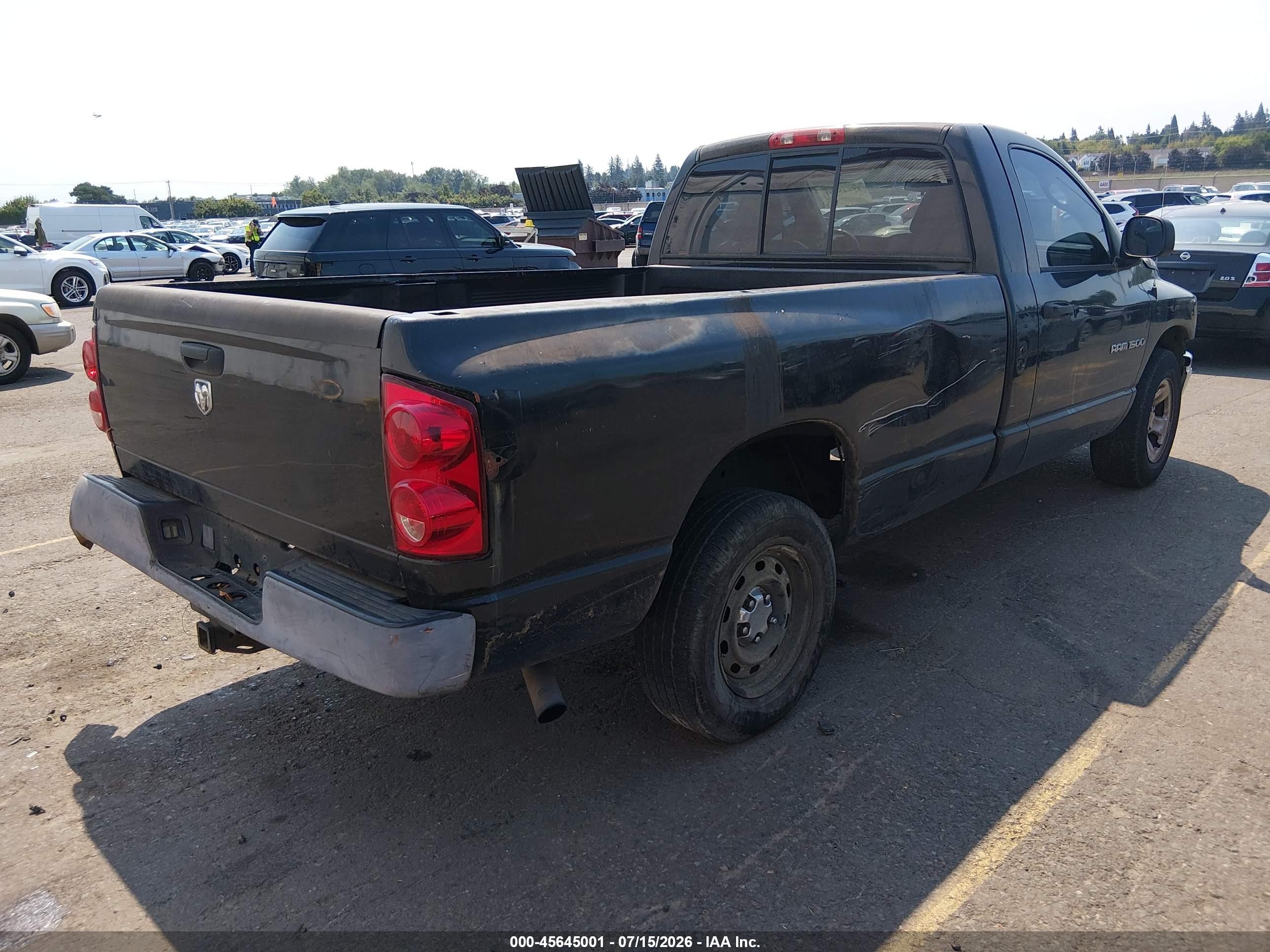2007 Dodge Ram 1500 St Black vin: 1D7HA16K57J616172