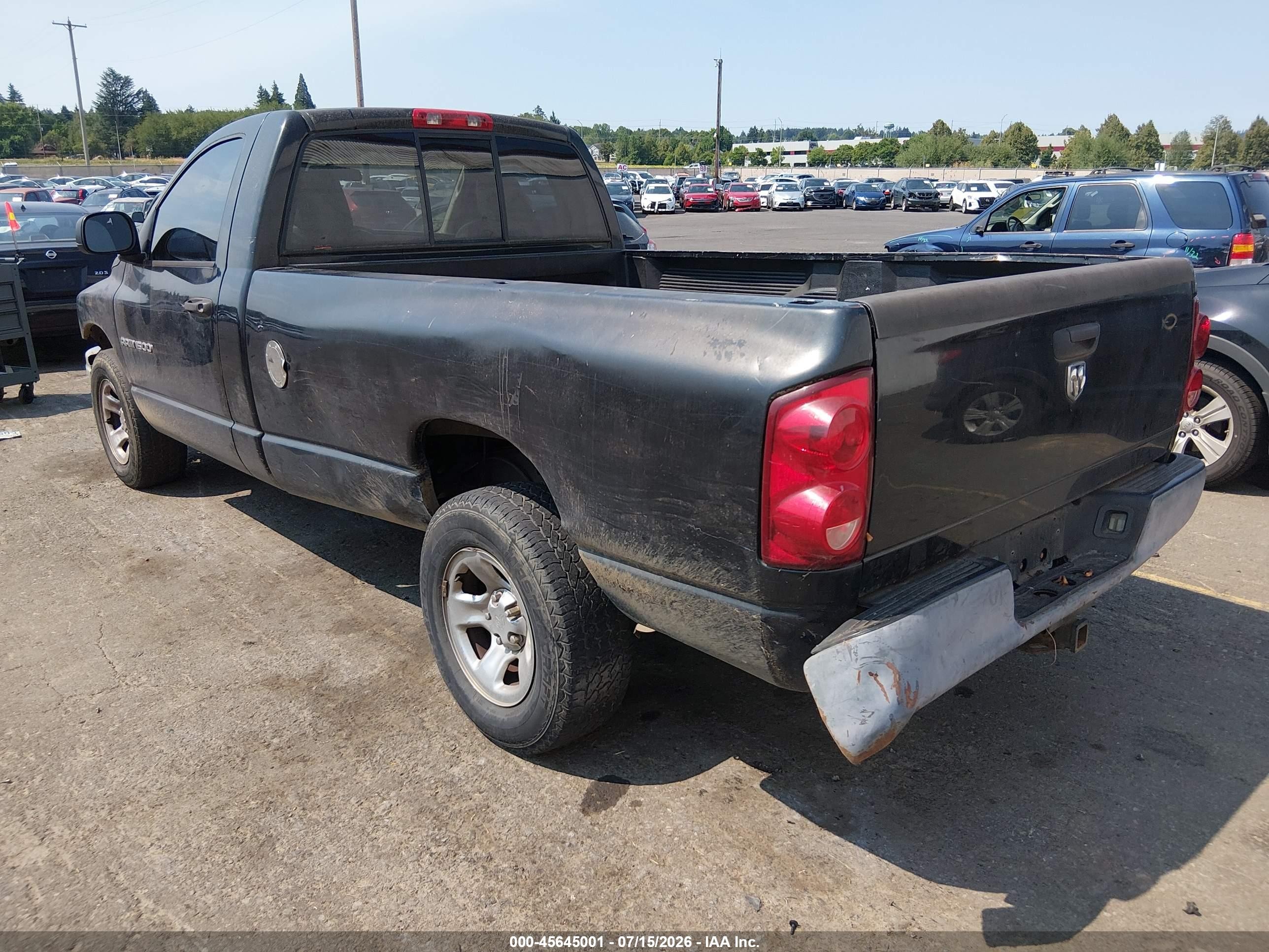 2007 Dodge Ram 1500 St Black vin: 1D7HA16K57J616172