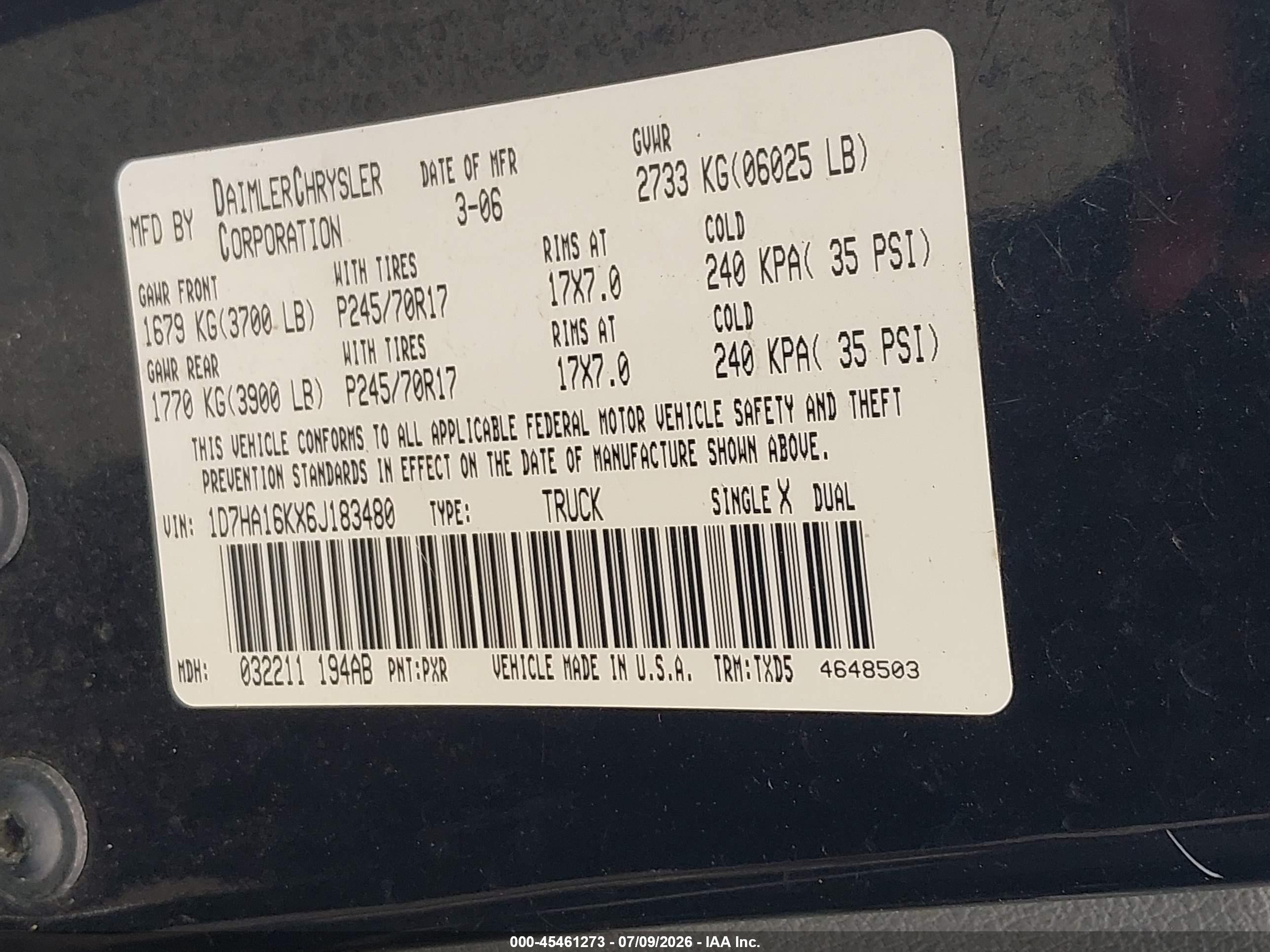 2006 Dodge Ram 1500 St Black vin: 1D7HA16KX6J183480