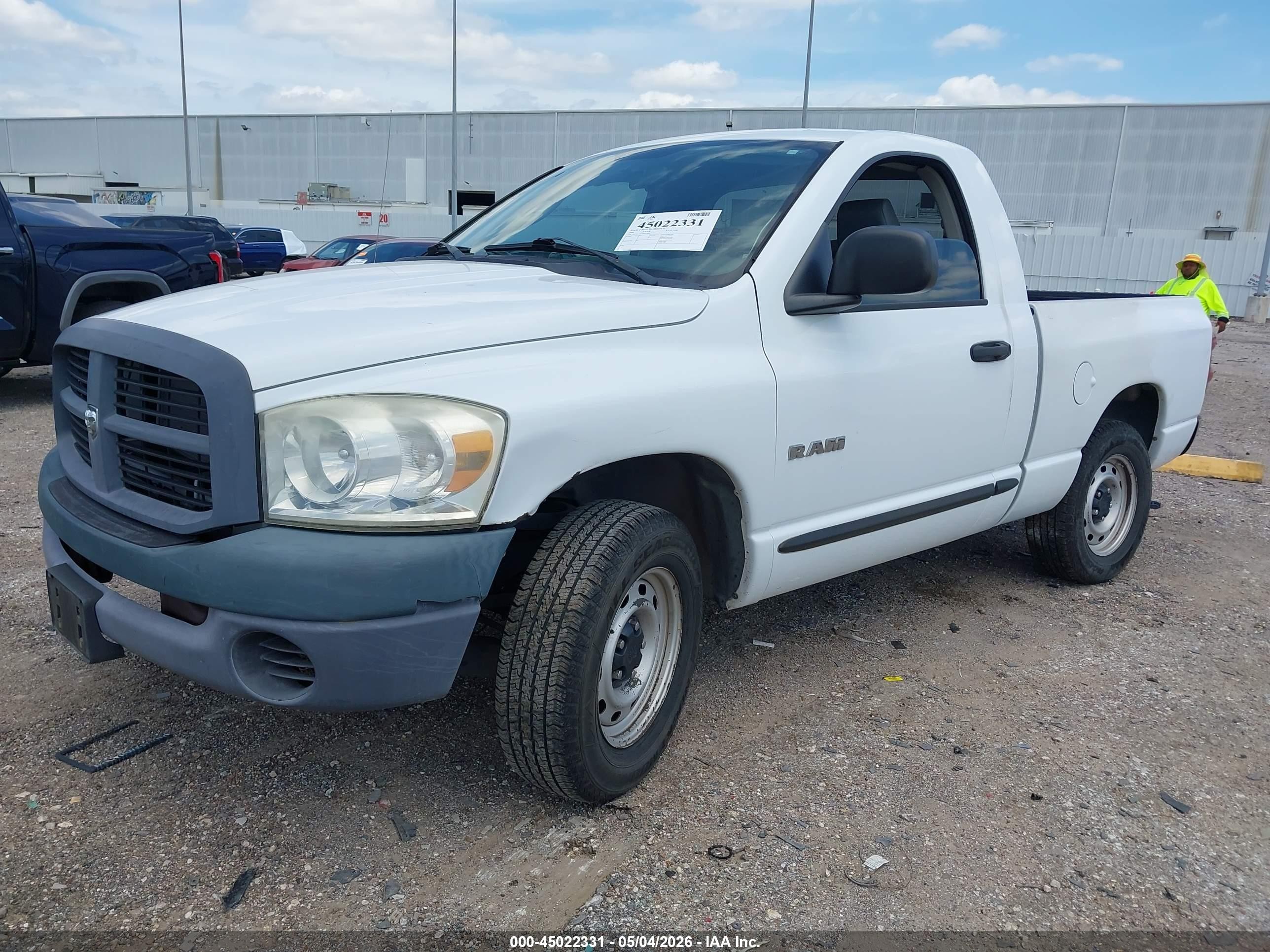 2008 Dodge Ram 1500 St/sxt White vin: 1D7HA16KX8J123492