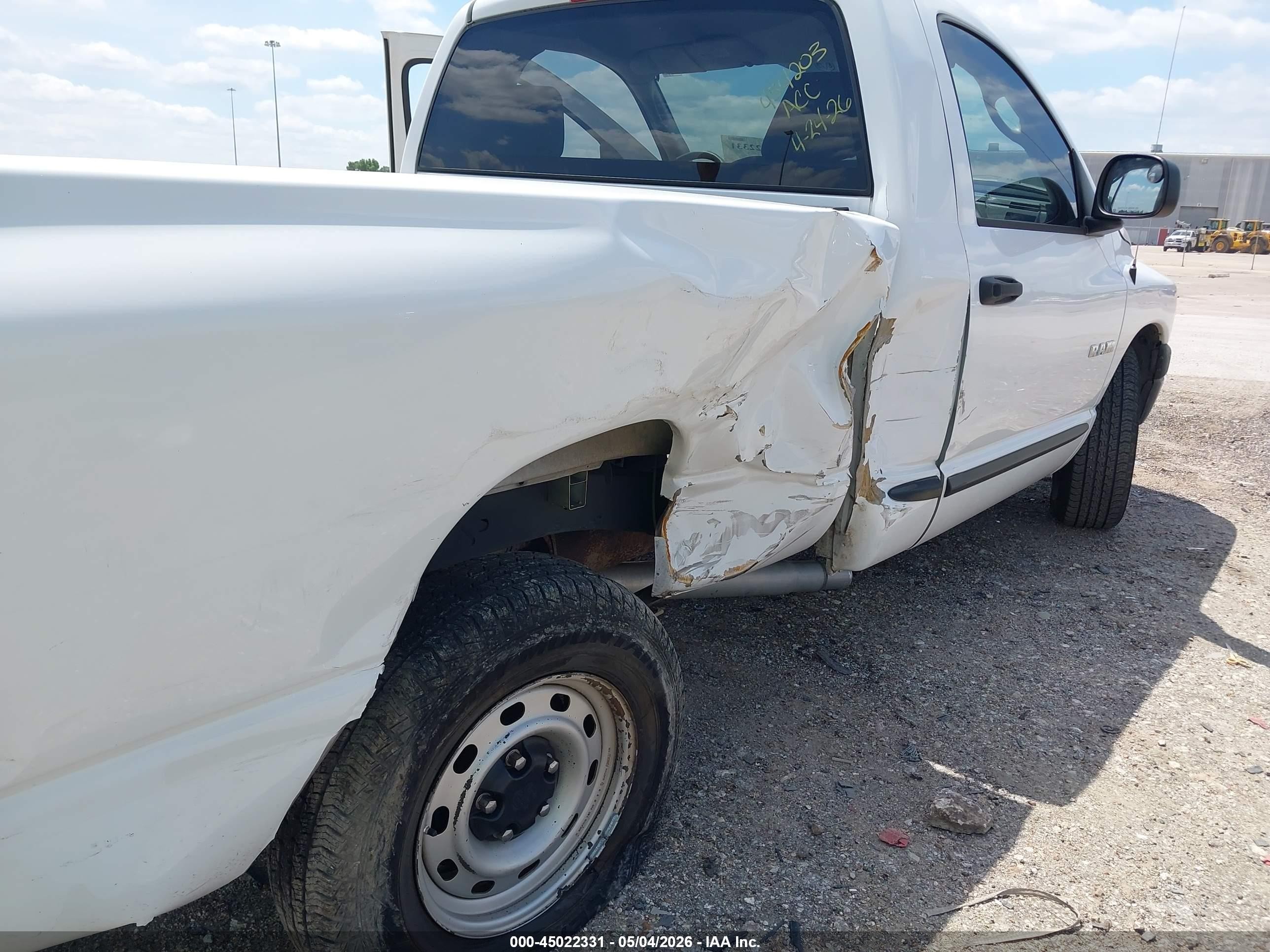 2008 Dodge Ram 1500 St/sxt White vin: 1D7HA16KX8J123492