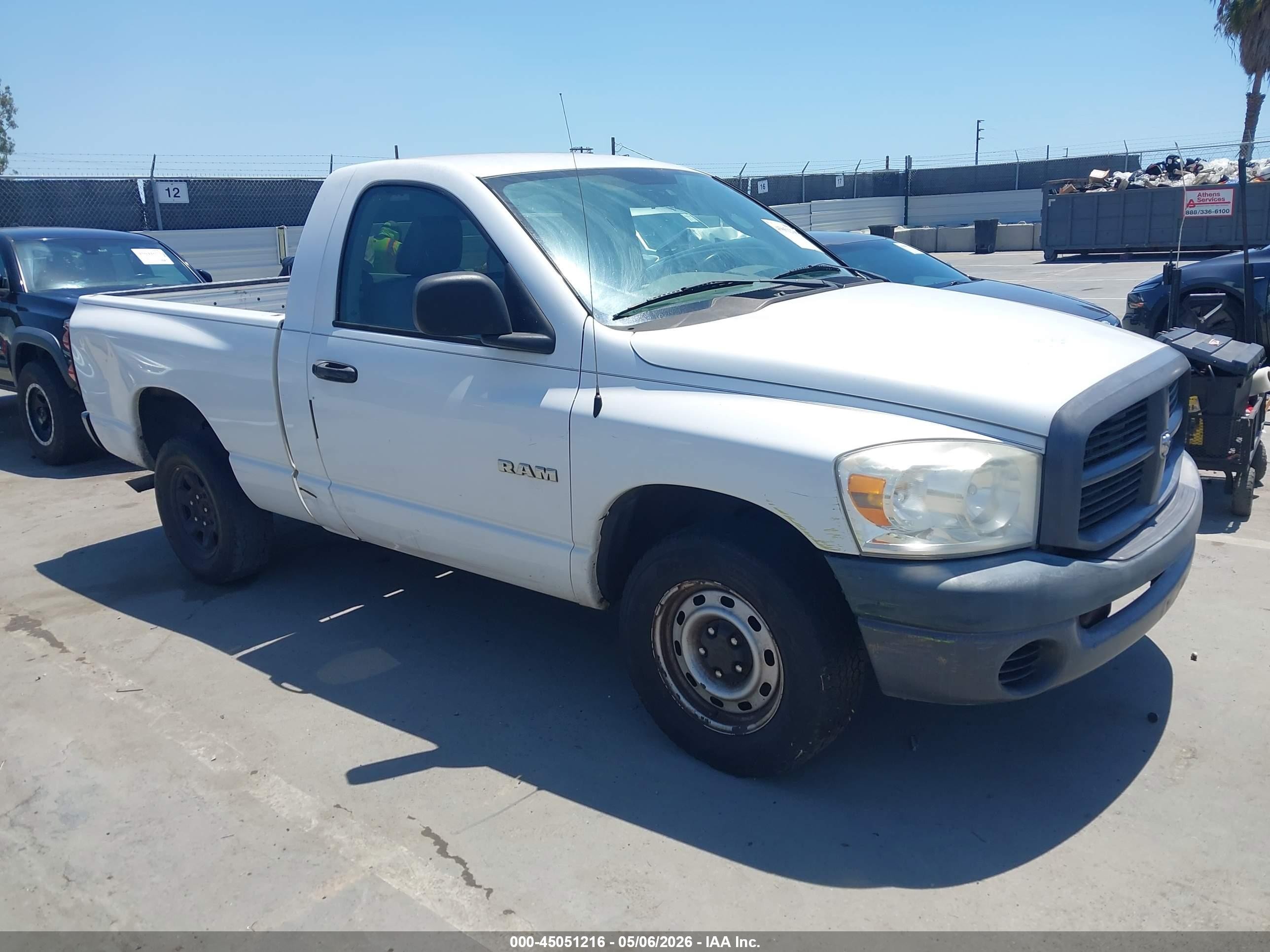 2008 Dodge Ram 1500 St/sxt White vin: 1D7HA16KX8J134508