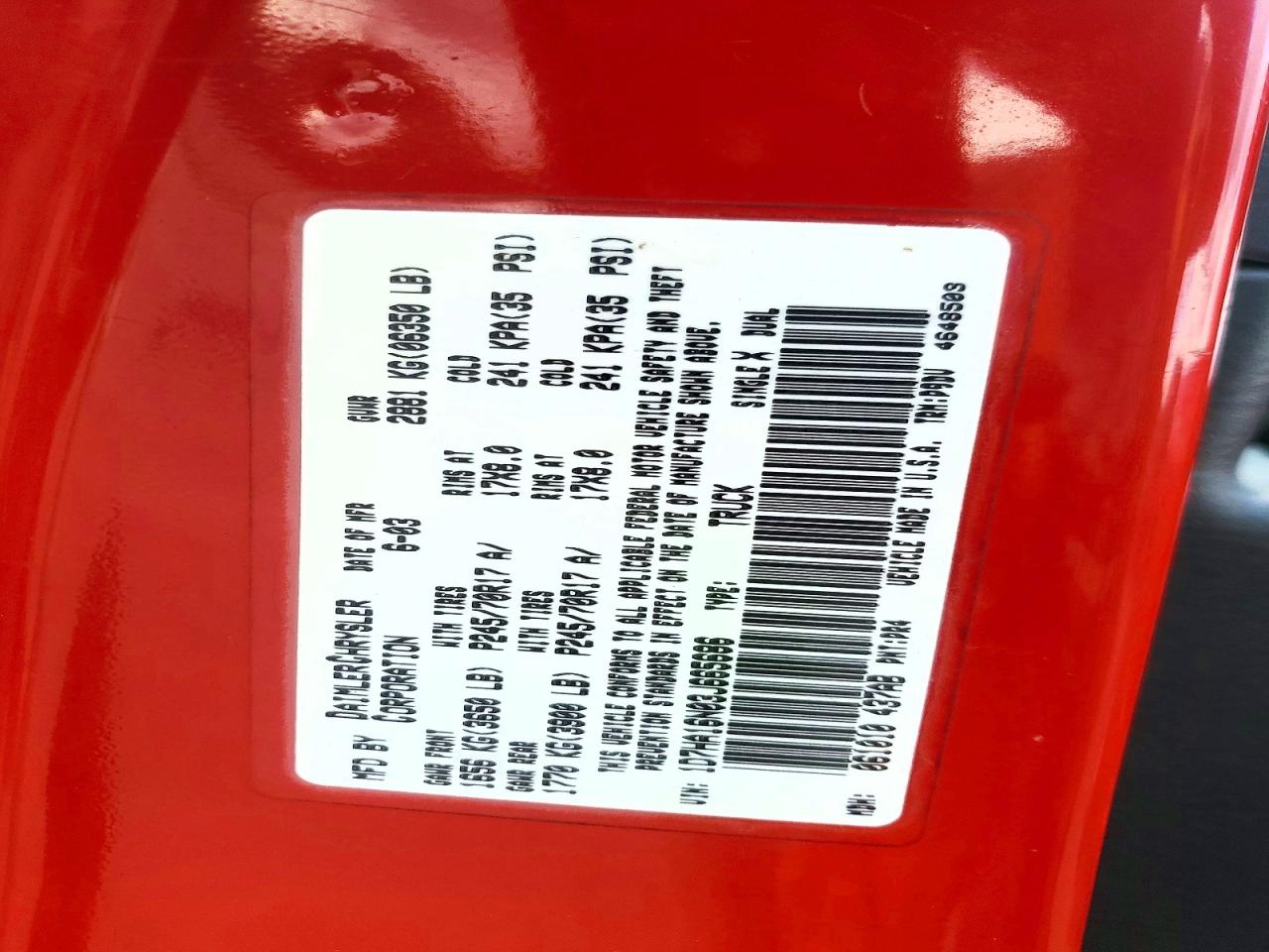 2003 Dodge Ram 1500 St Red vin: 1D7HA16N03J665686