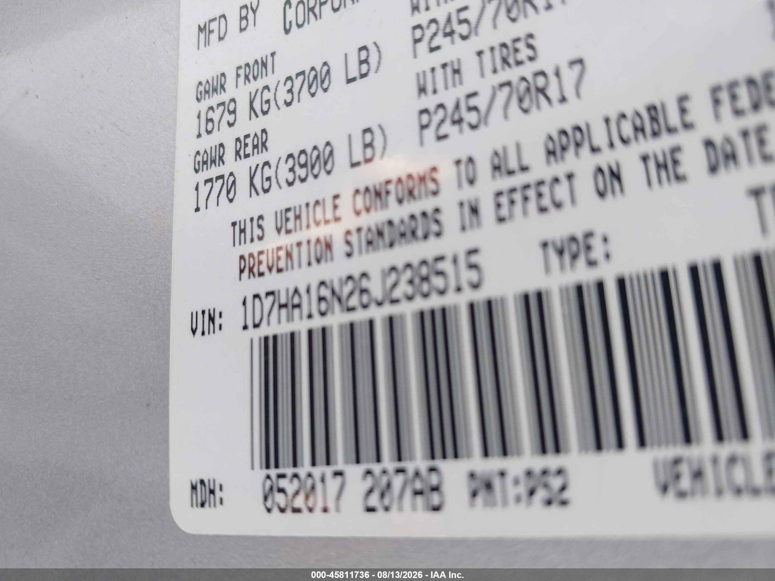 2006 Dodge Ram 1500 Slt Серебряный vin: 1D7HA16N26J238515