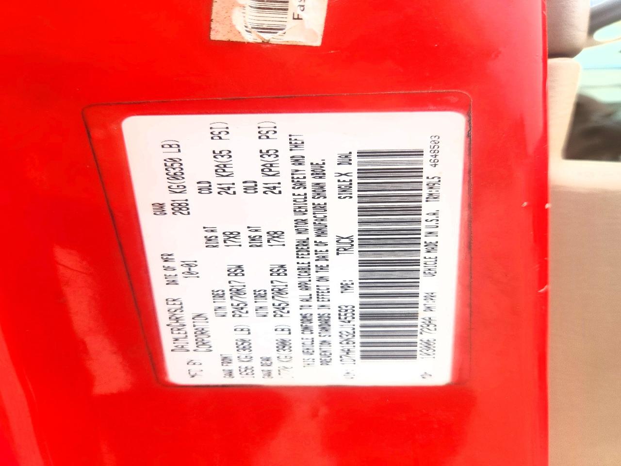 2002 Dodge Ram 1500 Red vin: 1D7HA16N32J145593