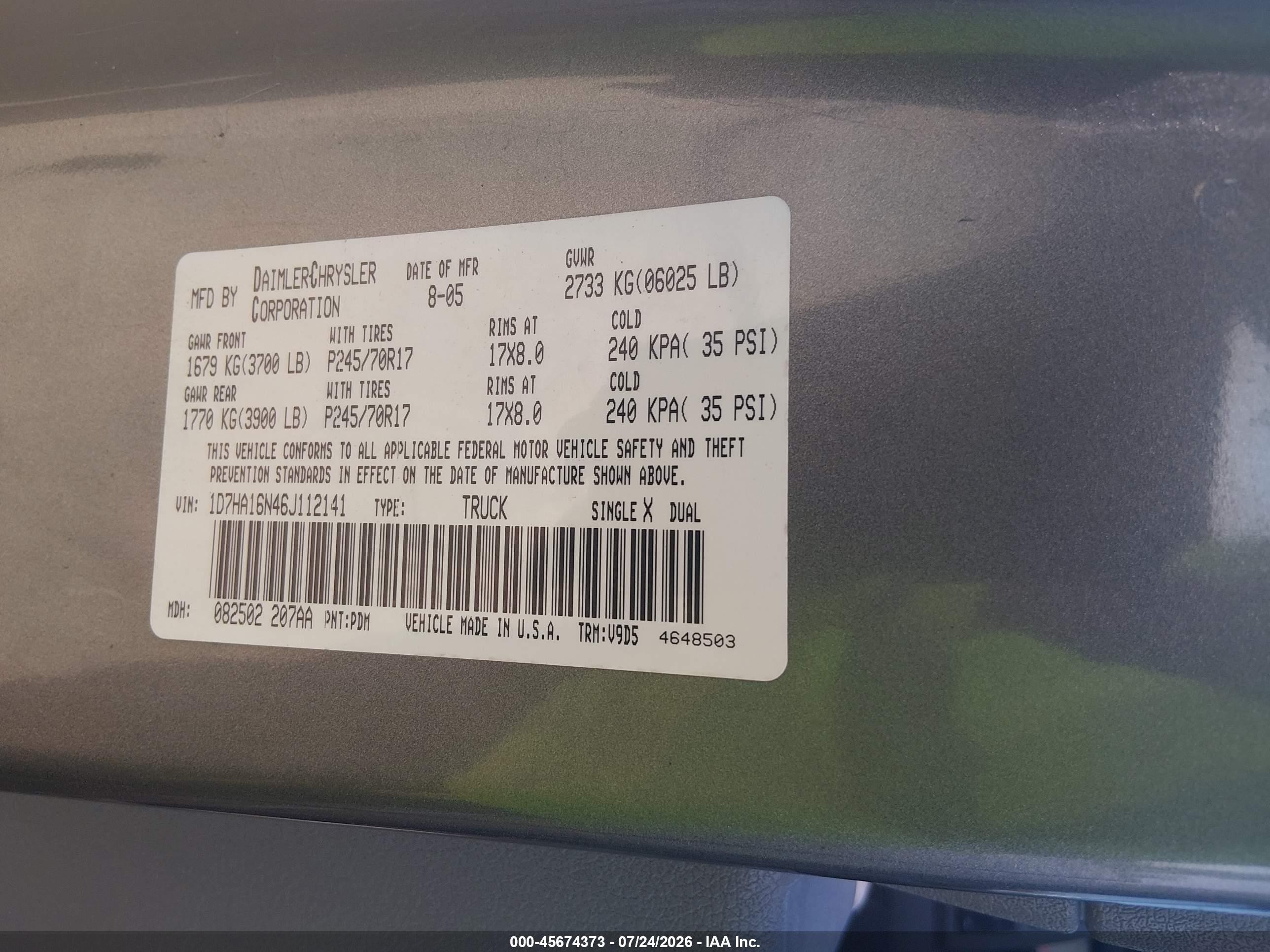 2006 Dodge Ram 1500 Slt Beige vin: 1D7HA16N46J112141