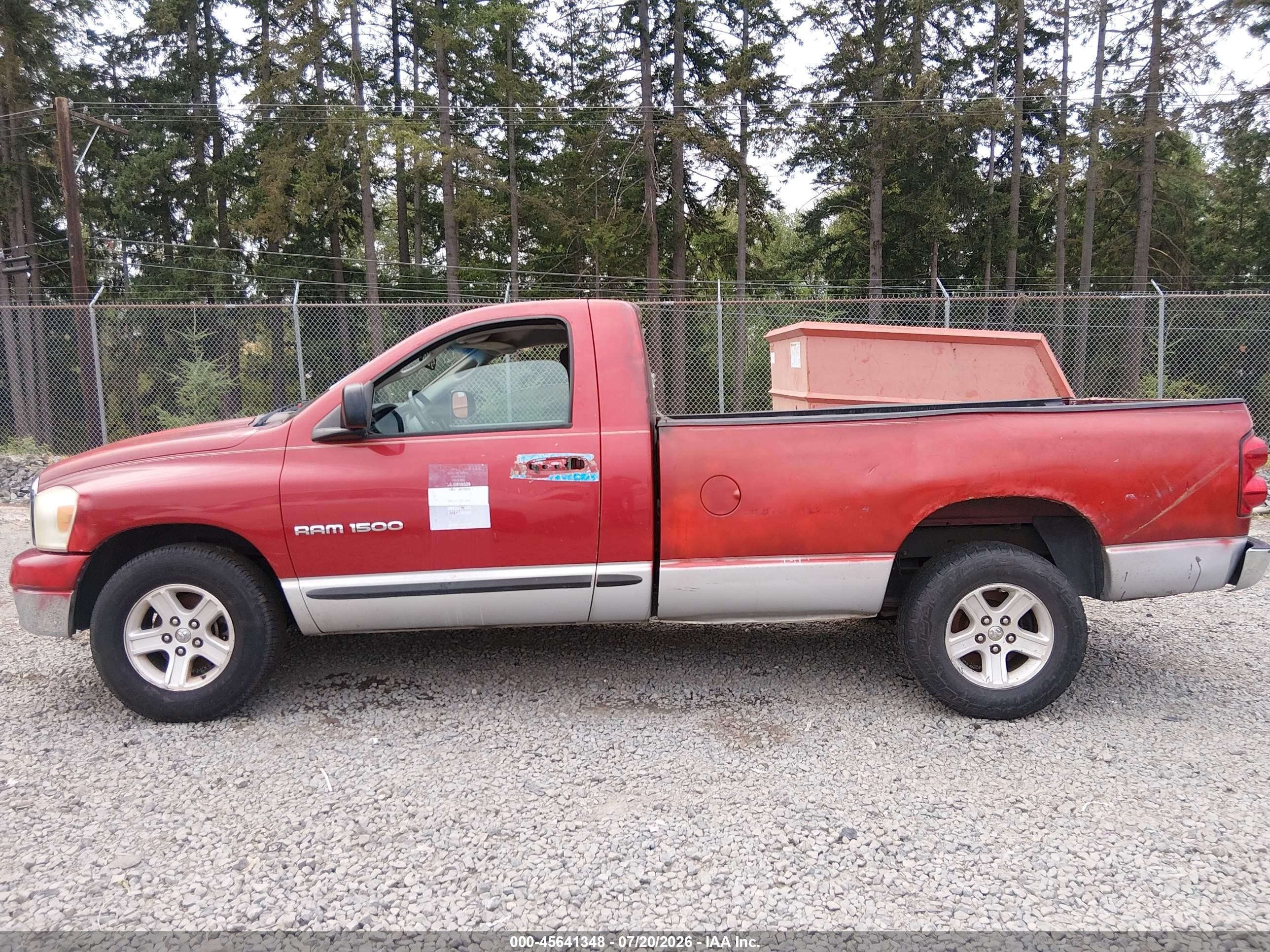 2007 Dodge Ram 1500 Slt Red vin: 1D7HA16P77J599404