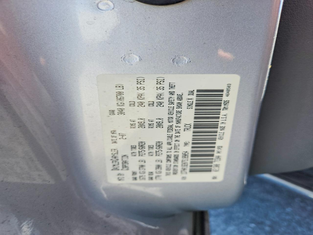 2007 Dodge Ram 1500 St/slt Silver vin: 1D7HA18207S189054