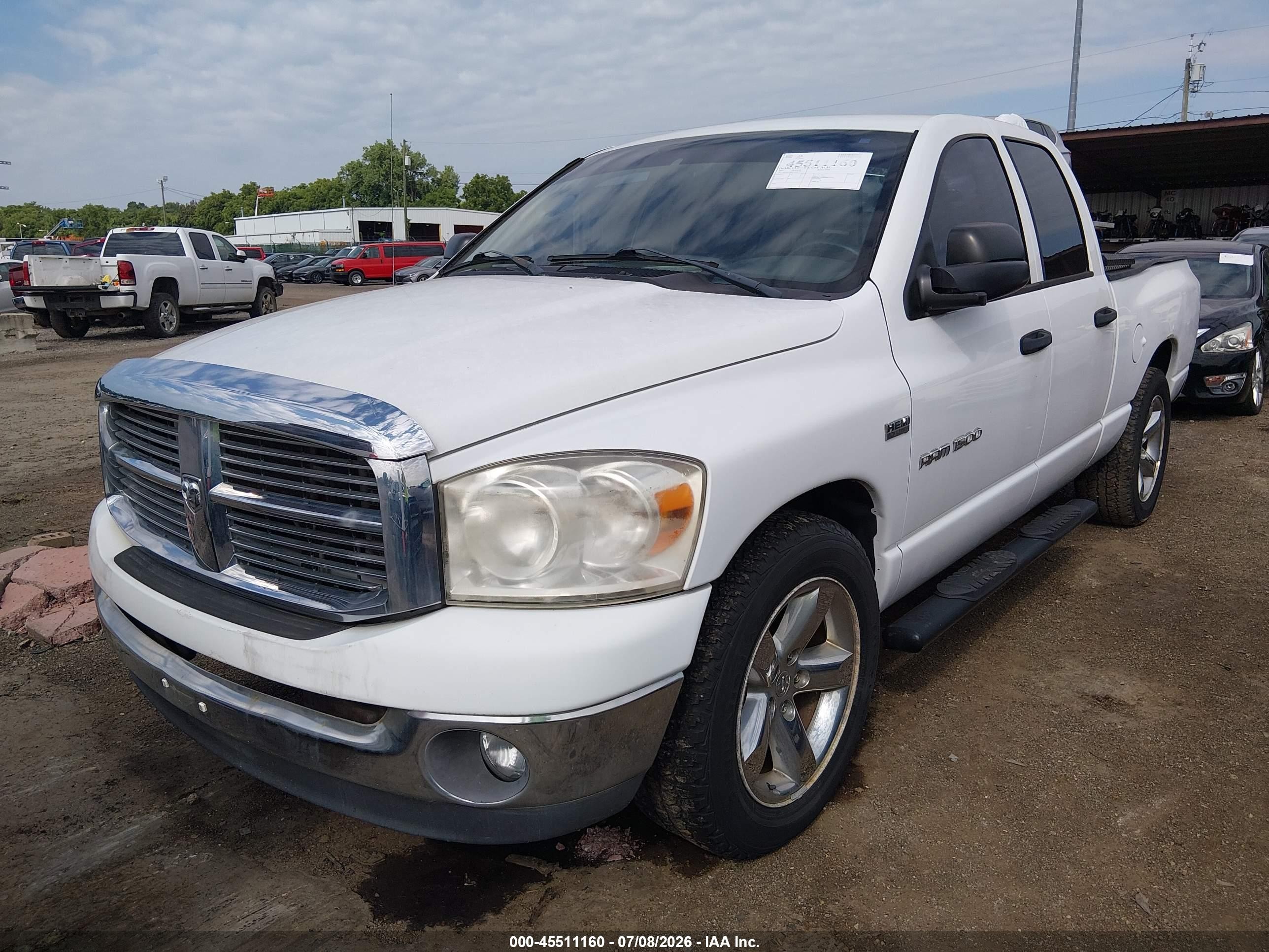 2007 Dodge Ram 1500 Slt White vin: 1D7HA18207S198207