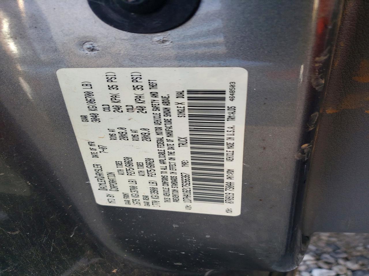 2007 Dodge Ram 1500 St Gray vin: 1D7HA18217S266367