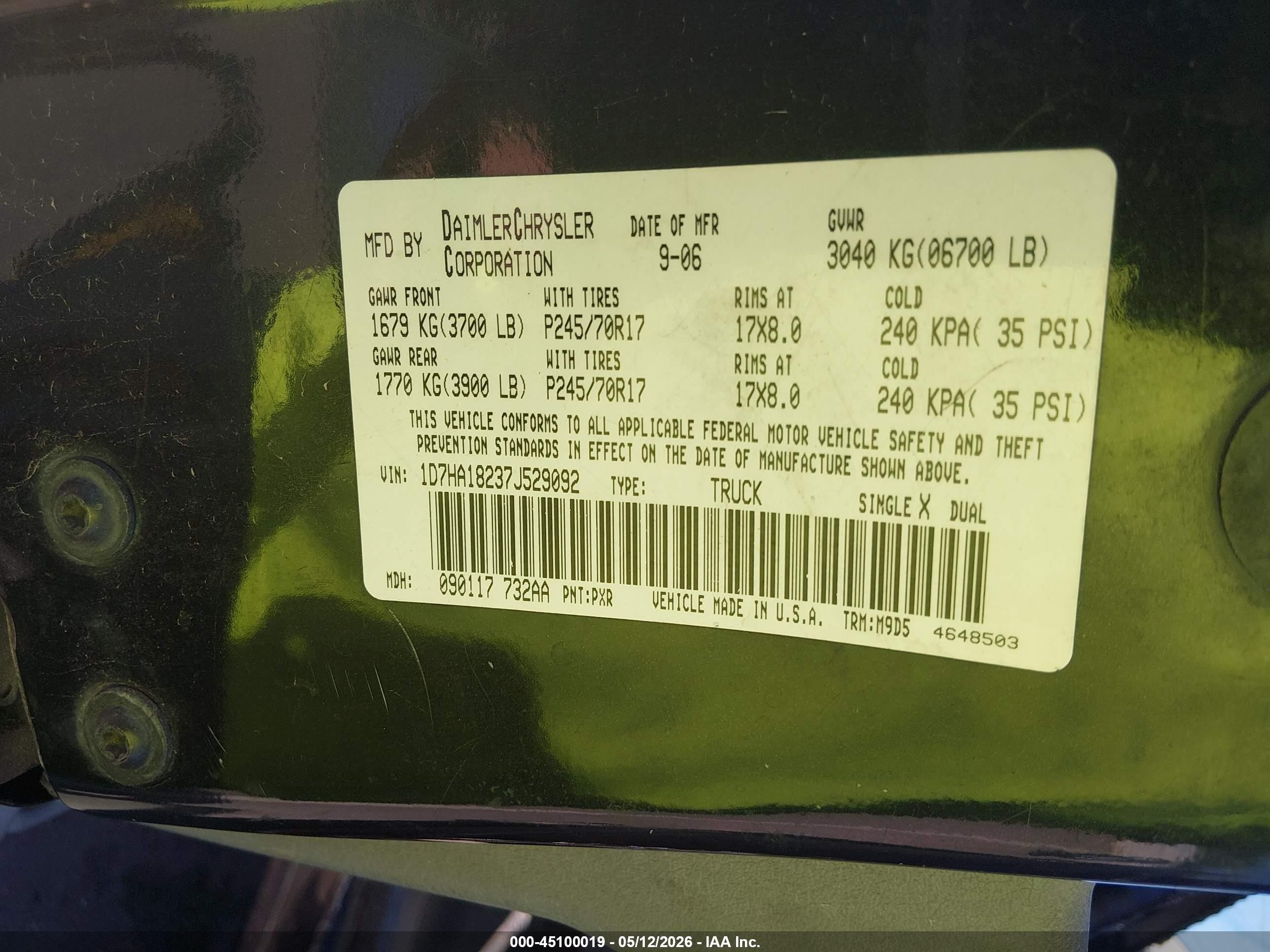 2007 Dodge Ram 1500 Slt Черный vin: 1D7HA18237J529092