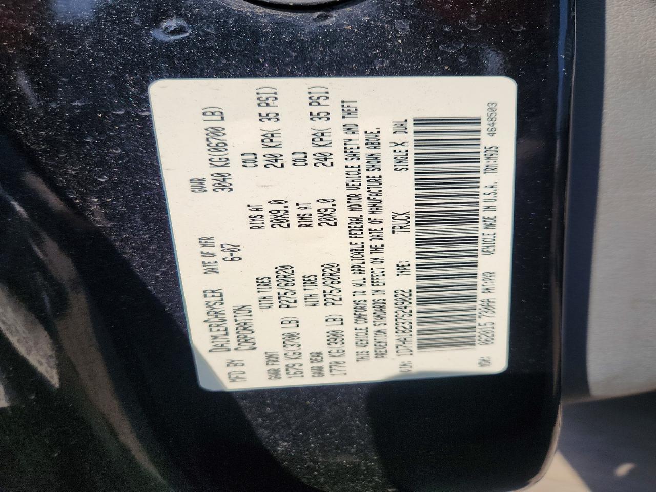 2007 Dodge Ram 1500 St Black vin: 1D7HA18237S249022