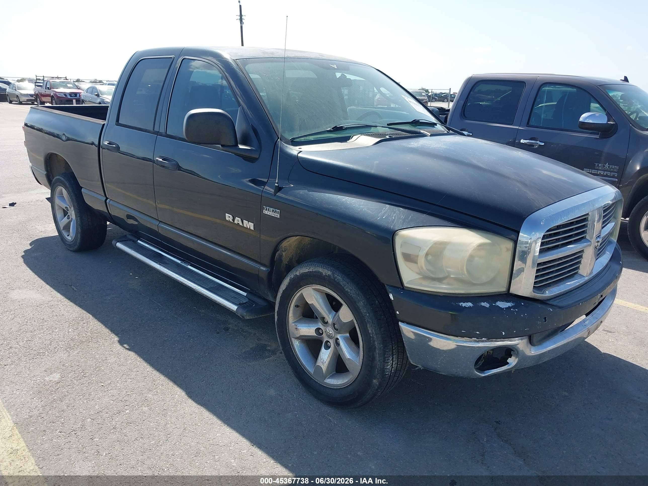 2008 Dodge Ram 1500 Slt Black vin: 1D7HA18248J236979