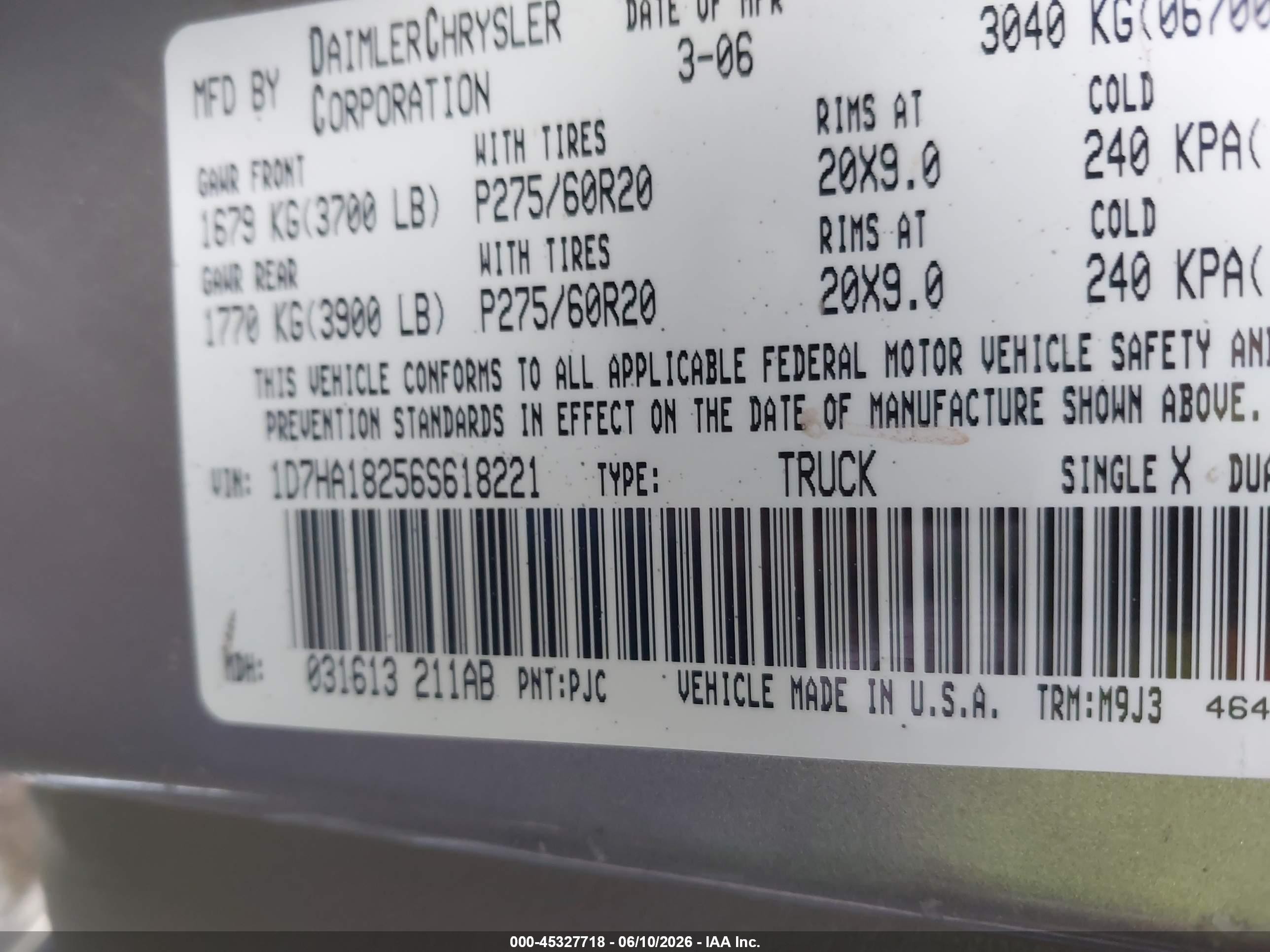 2006 Dodge Ram 1500 Slt Silver vin: 1D7HA18256S618221