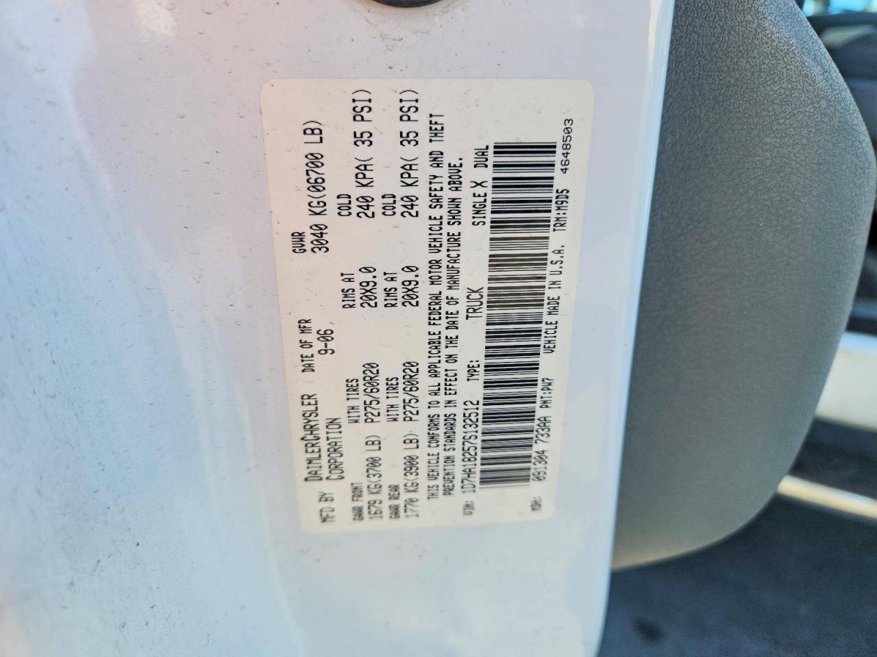 2007 Dodge Ram 1500 St White vin: 1D7HA18257S132512