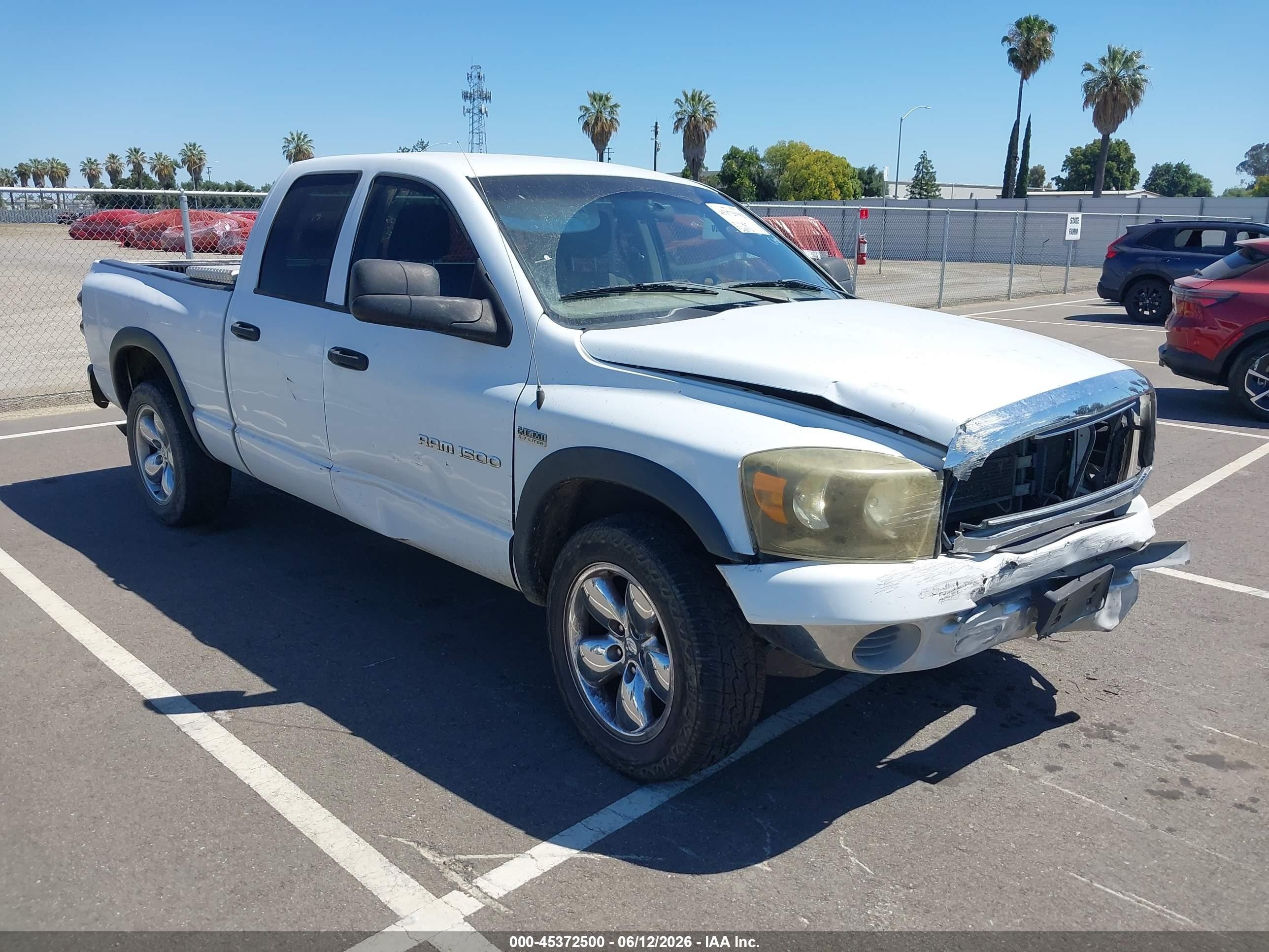 2007 Dodge Ram 1500 Slt White vin: 1D7HA18257S169897