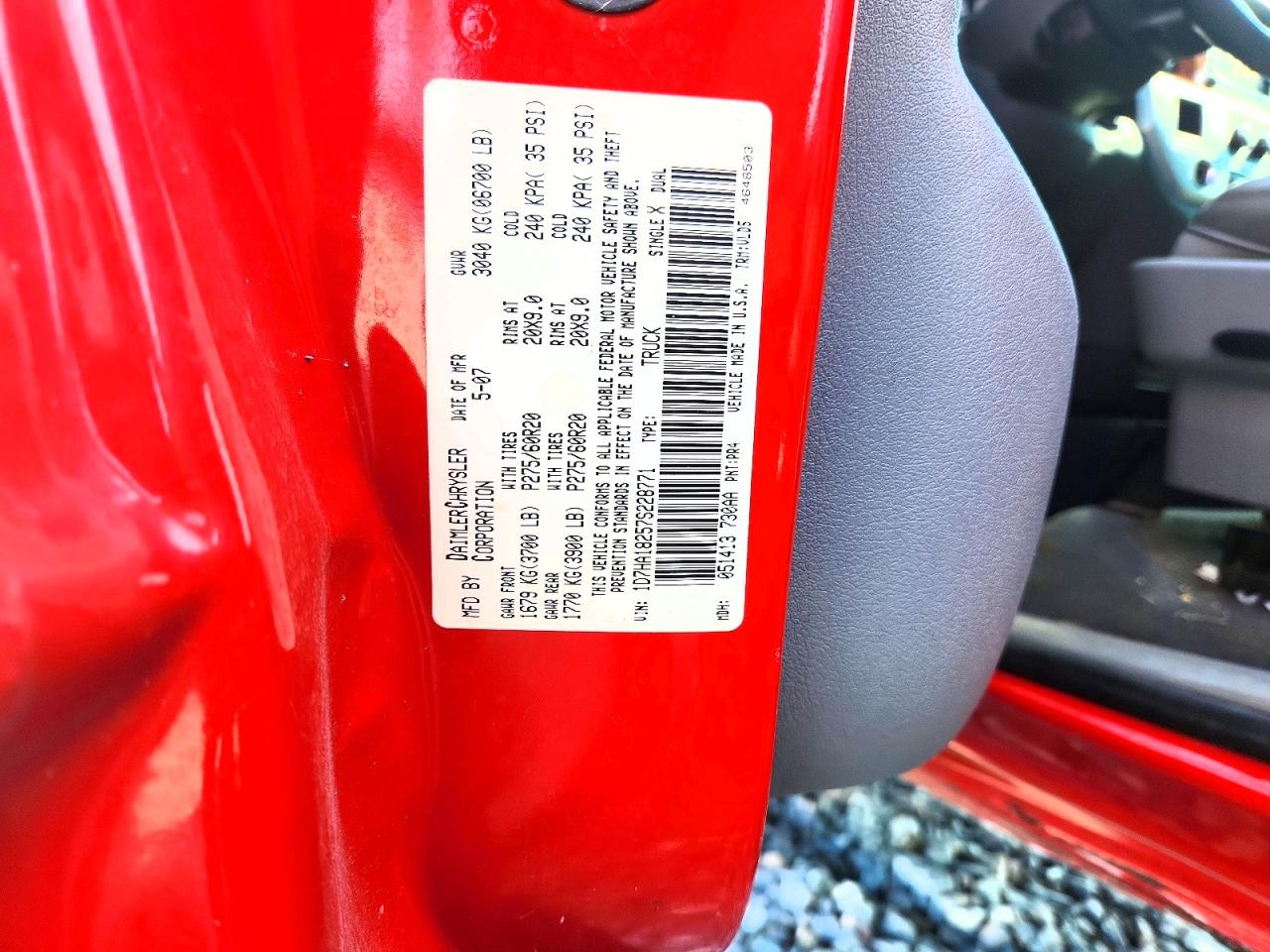 2007 Dodge Ram 1500 St Red vin: 1D7HA18257S228771