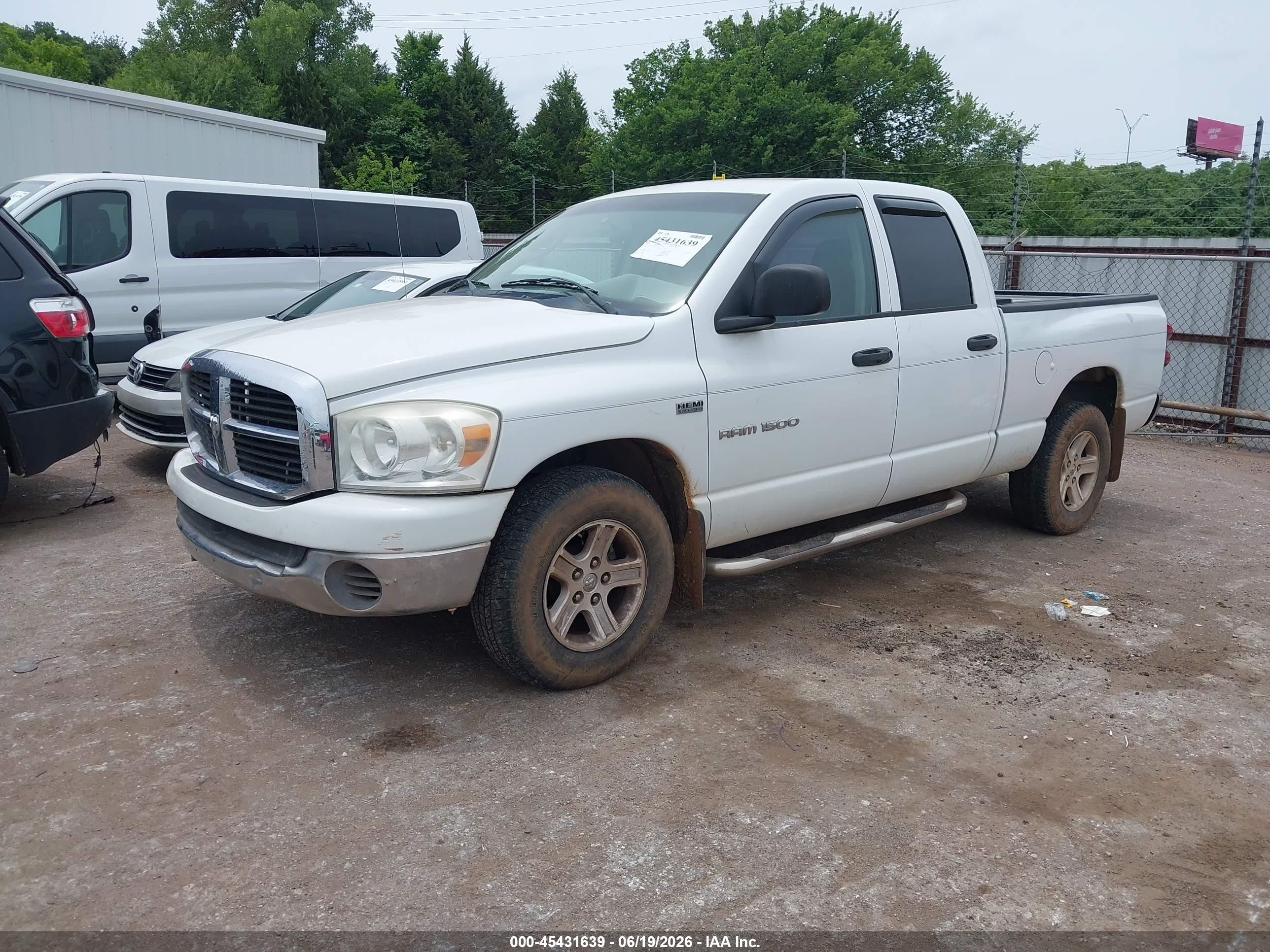 2007 Dodge Ram 1500 Slt White vin: 1D7HA18287J522705
