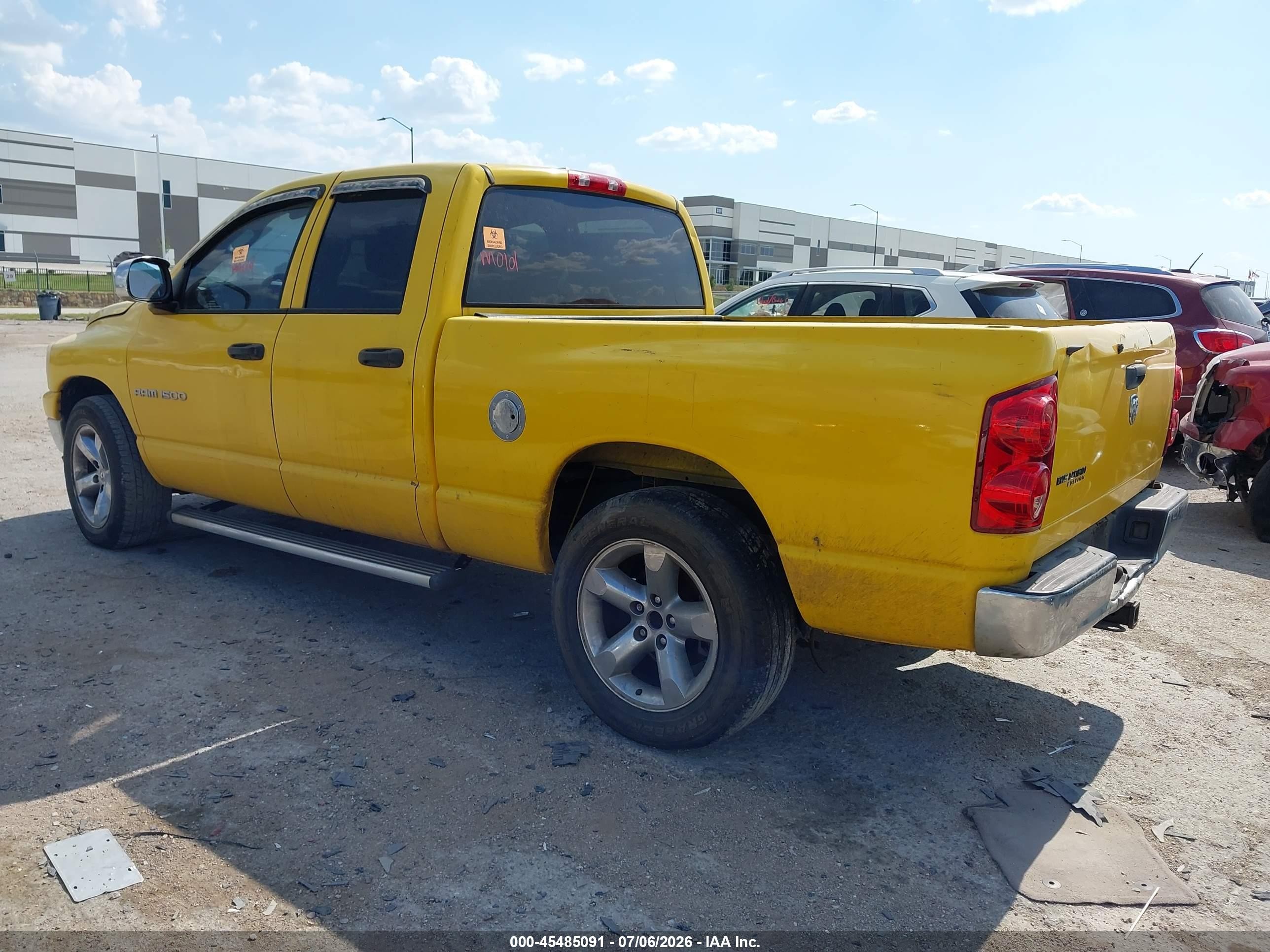 2007 Dodge Ram 1500 Slt Yellow vin: 1D7HA18287S245998