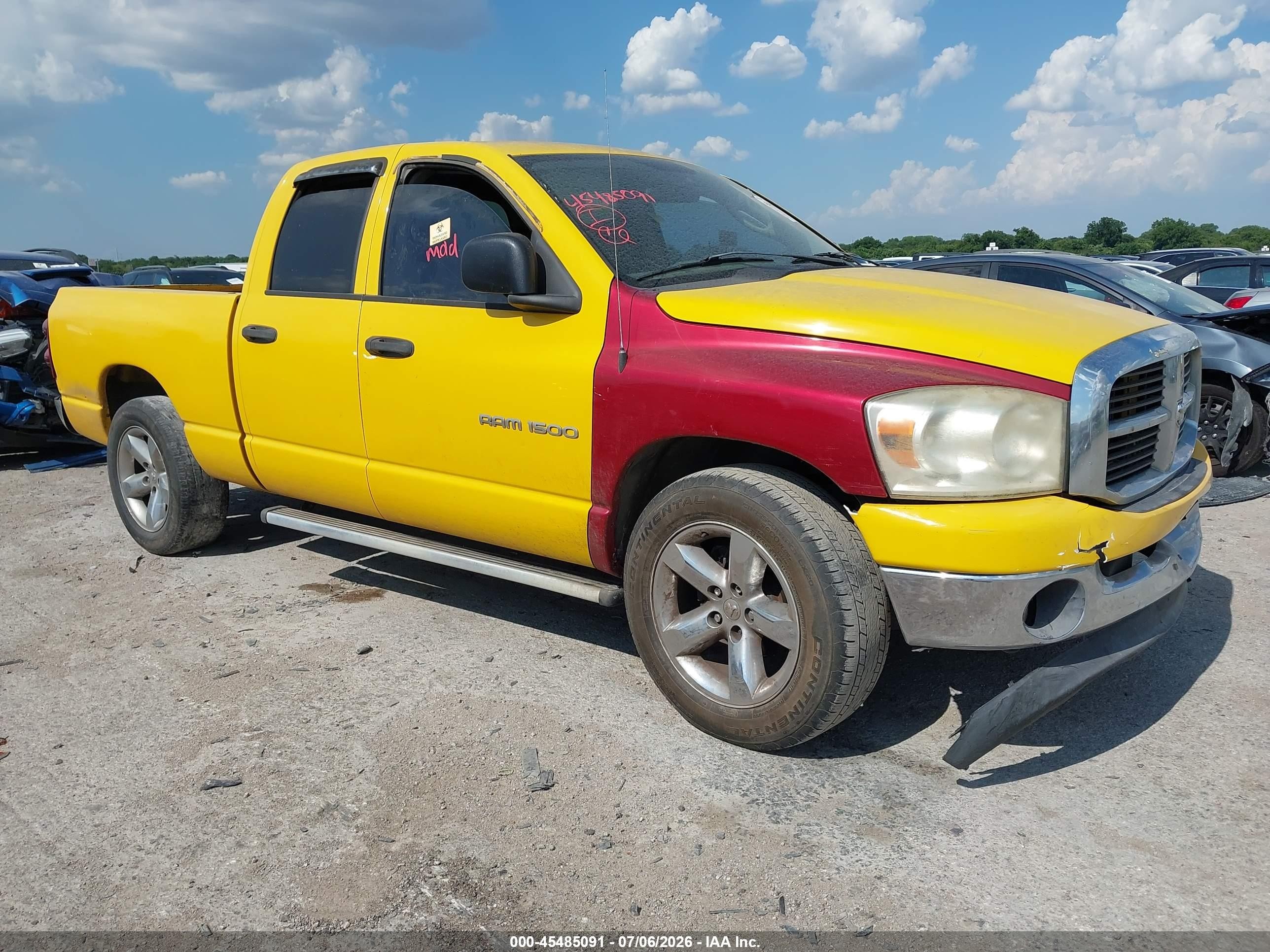 2007 Dodge Ram 1500 Slt Yellow vin: 1D7HA18287S245998
